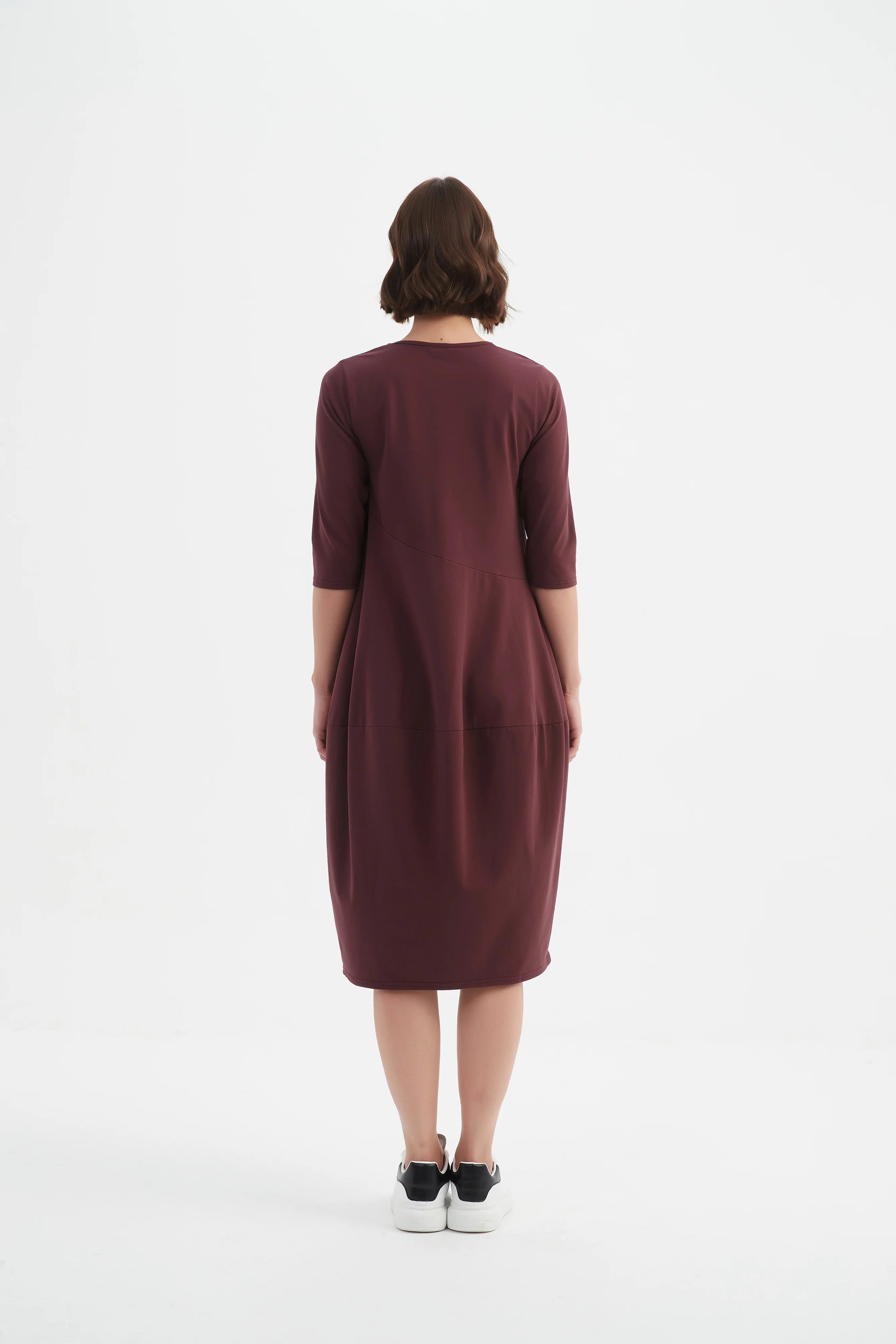 Tirelli Diagonal Seam Winter Dress-Dress-White finn