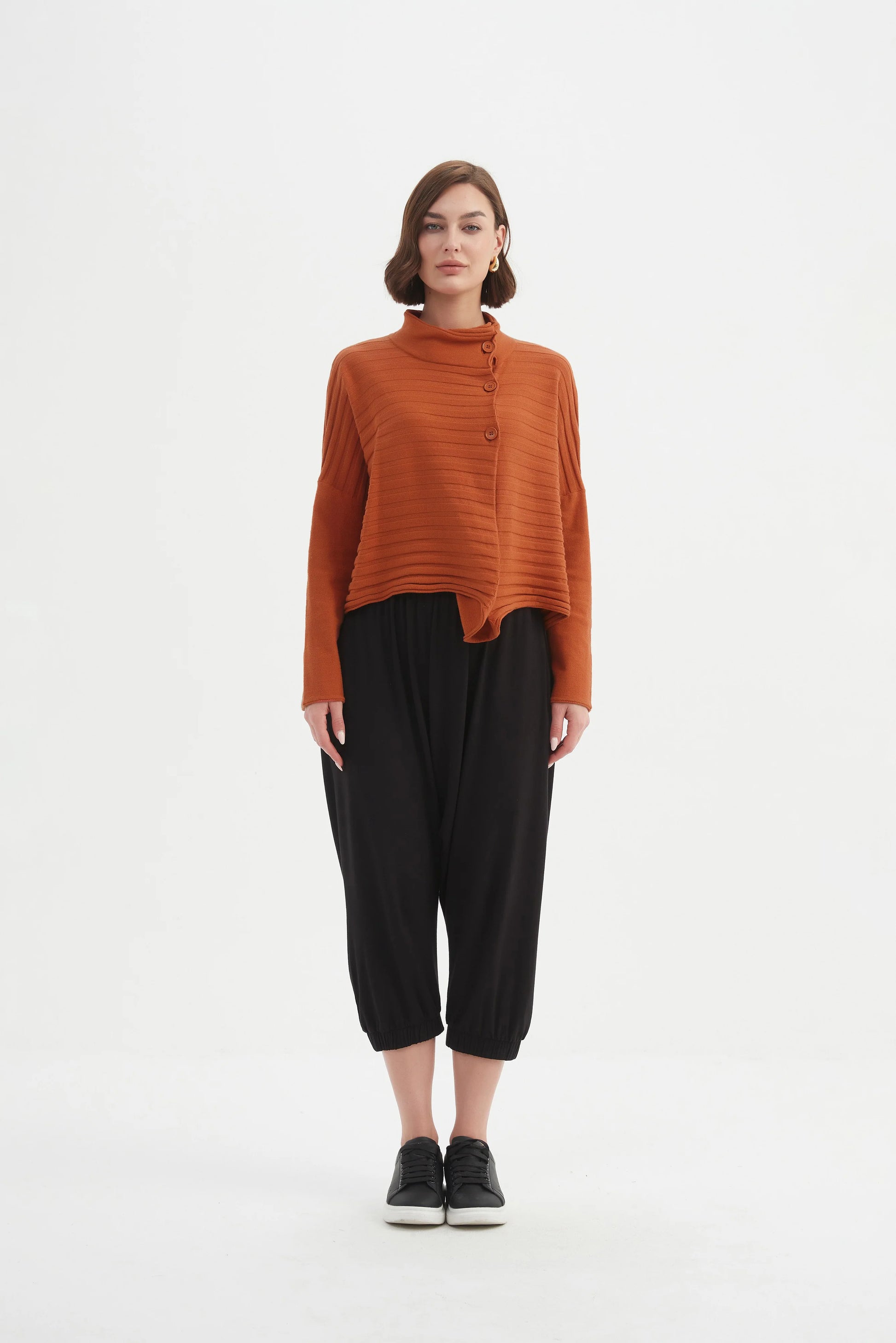 Tirelli Cowl Neck Button Knit