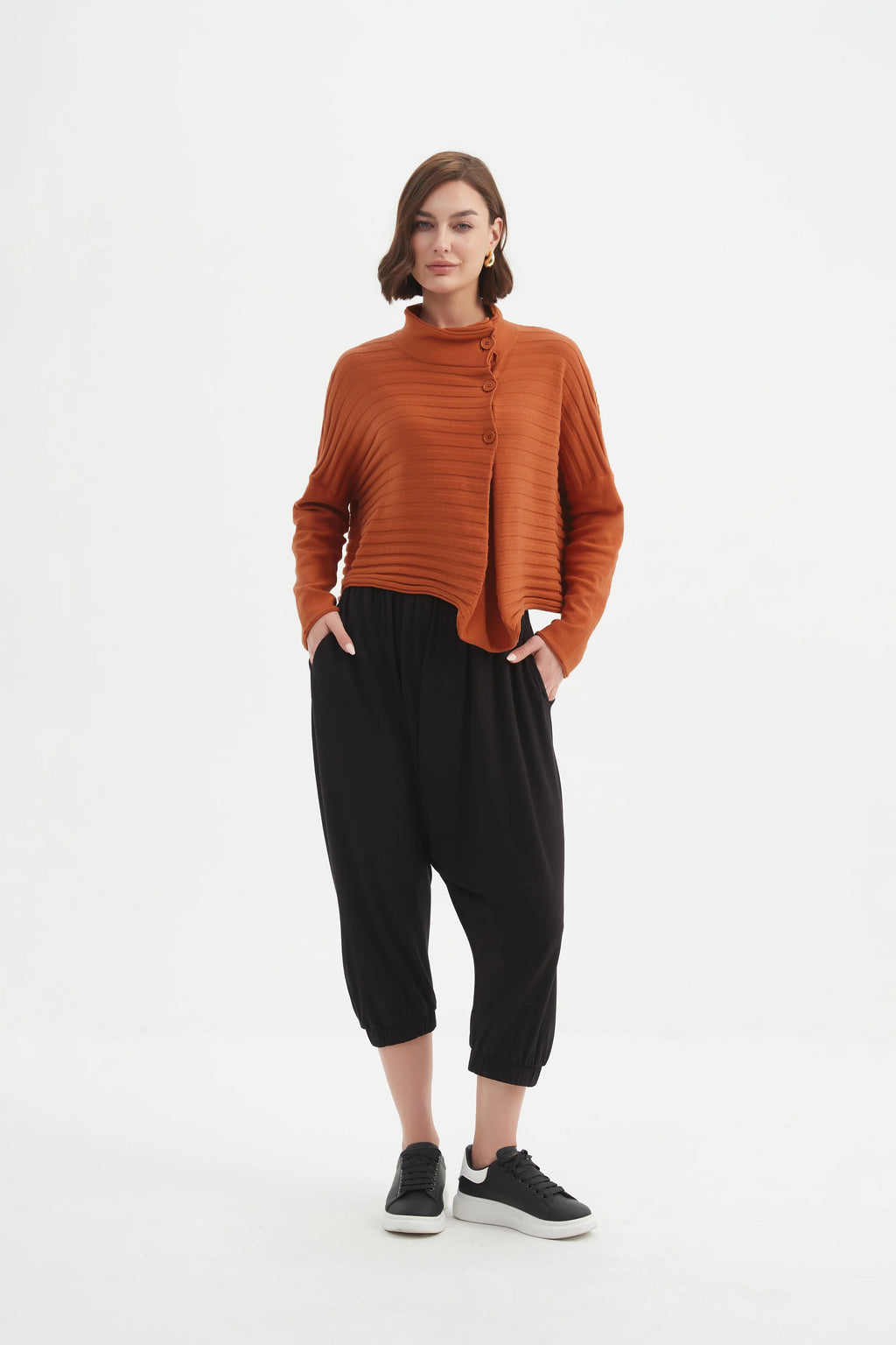 Tirelli Cowl Neck Button Knit