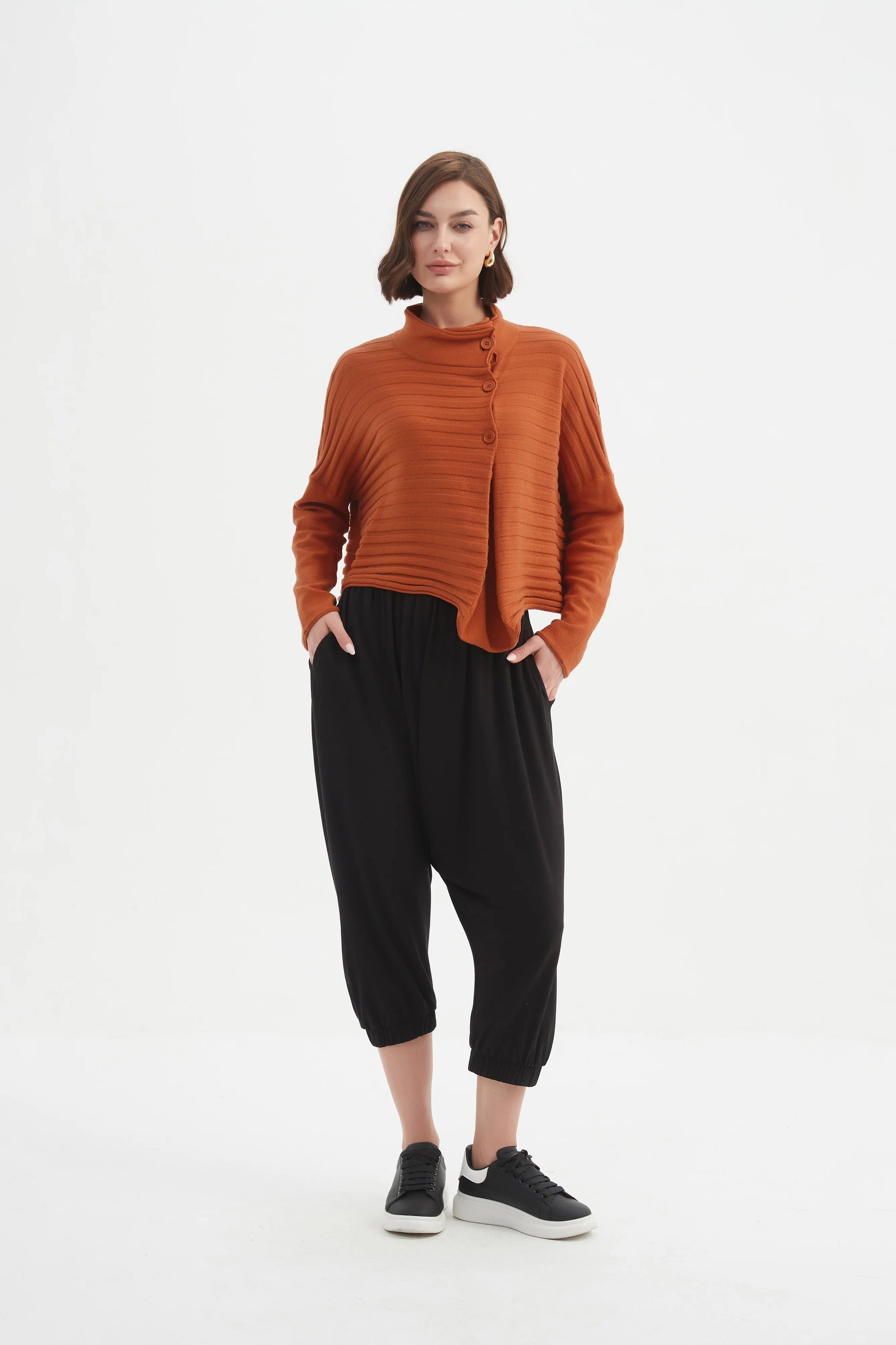 Tirelli Cowl Neck Button Knit