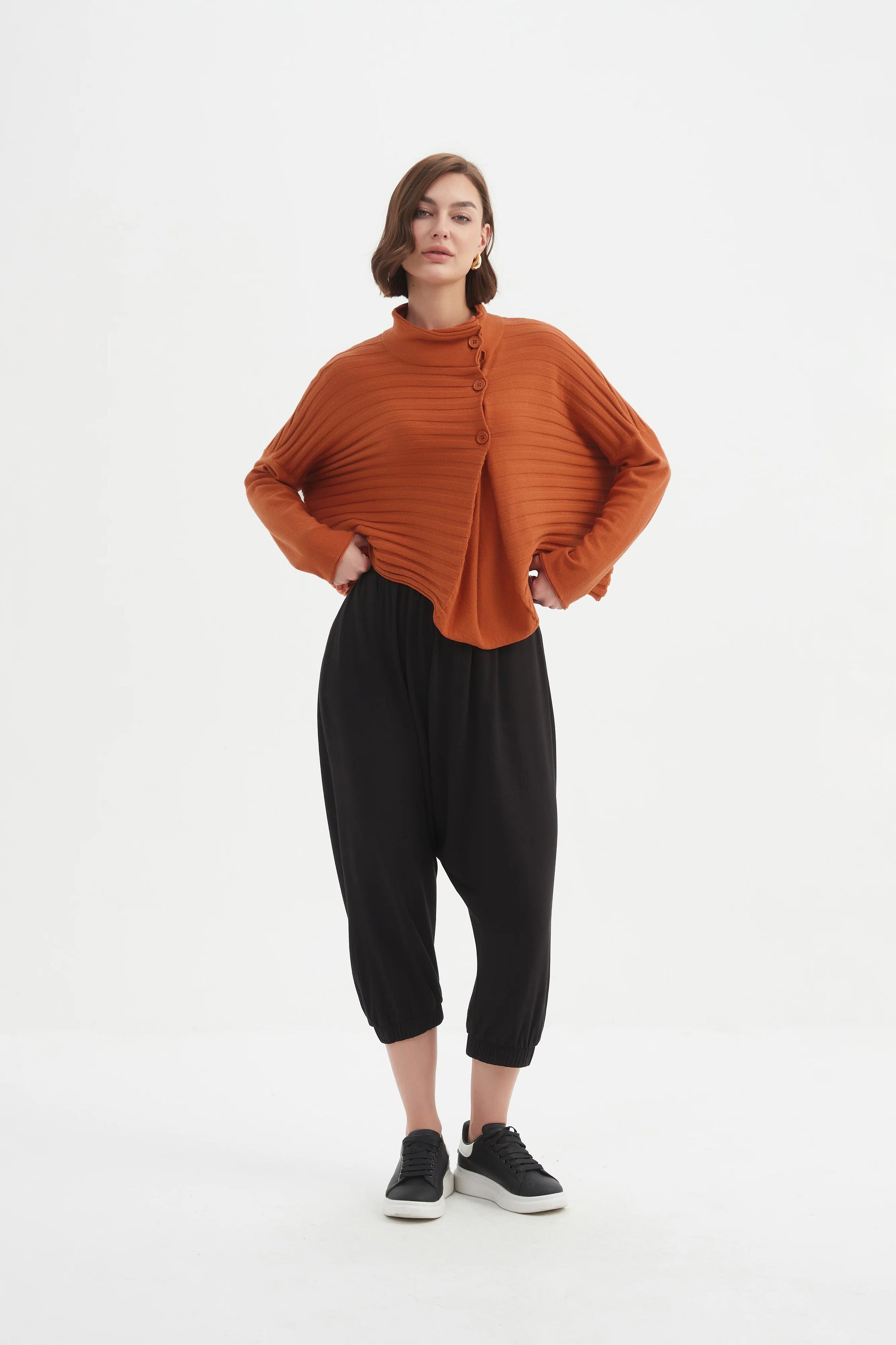 Tirelli Cowl Neck Button Knit