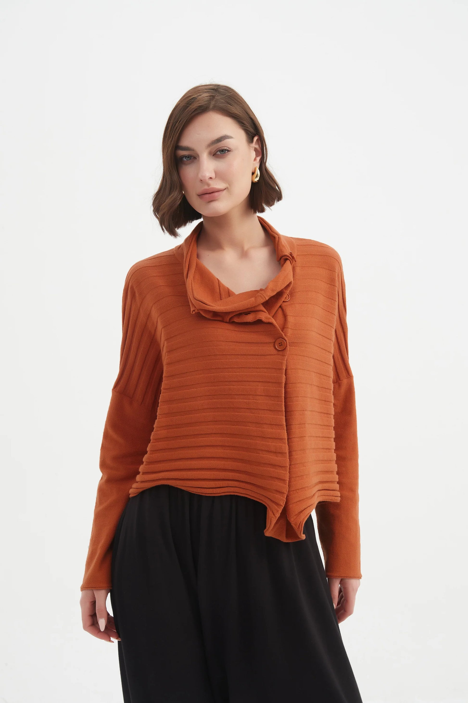 Tirelli Cowl Neck Button Knit