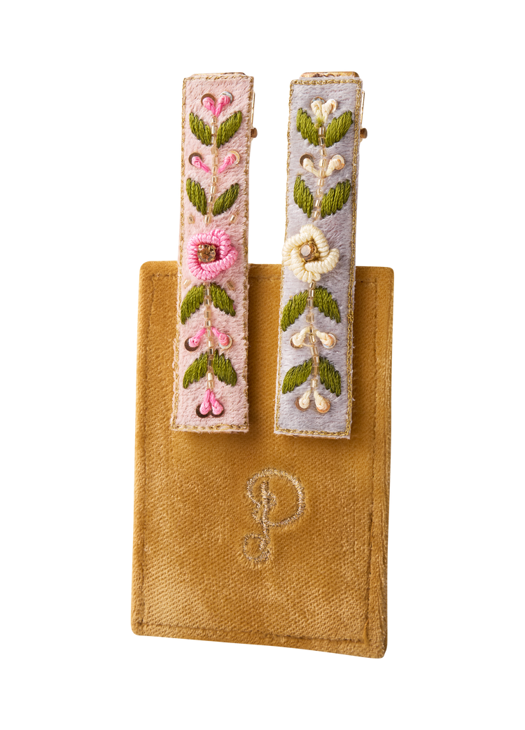 Powder Embroidered Hair Braids Clip-Hairclip-White finn