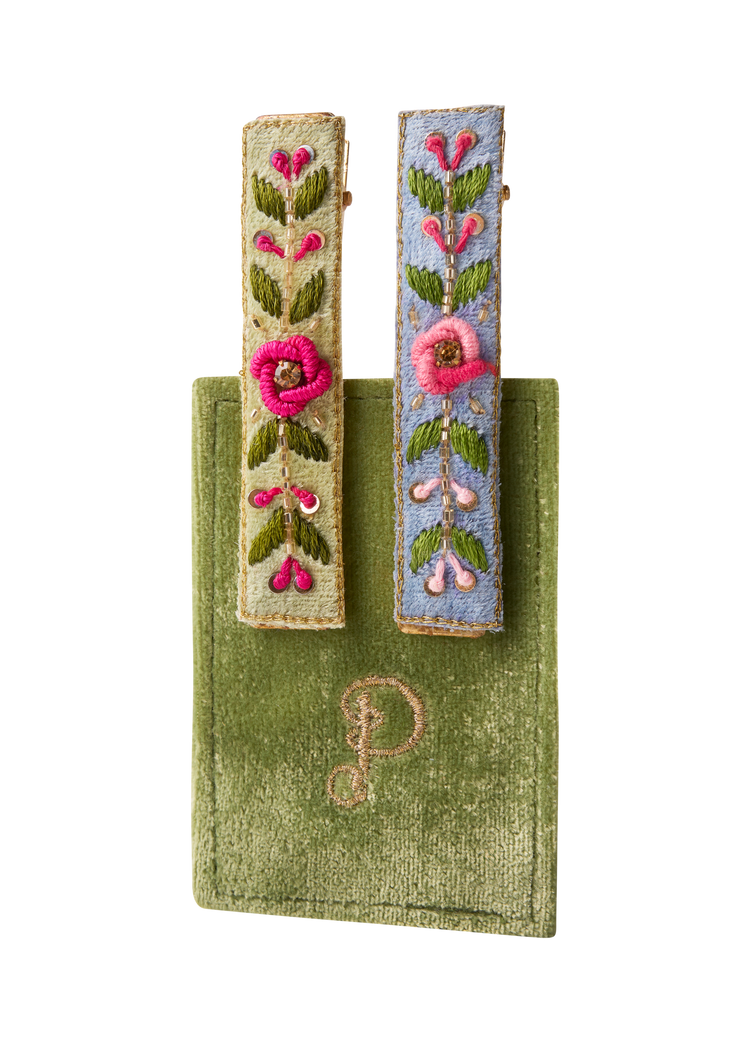 Powder Embroidered Hair Braids Clip-Hairclip-White finn