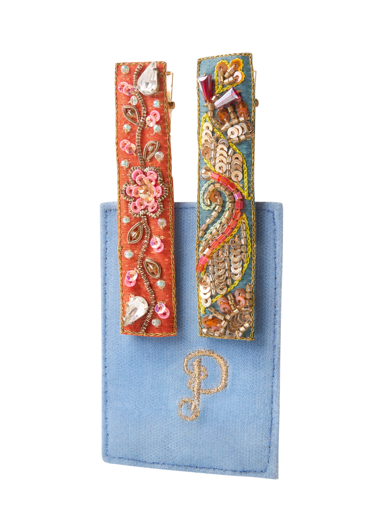 Powder Embroidered Hair Braids Clip-Hairclip-White finn