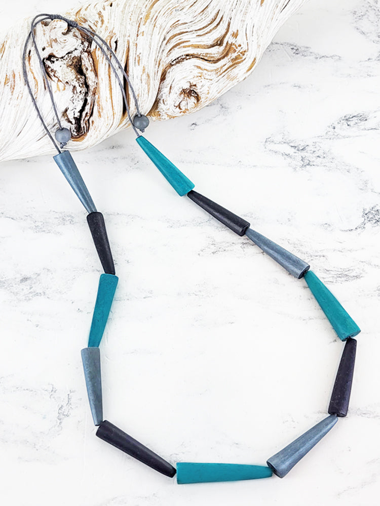 Wooden Stacked Cone Necklace