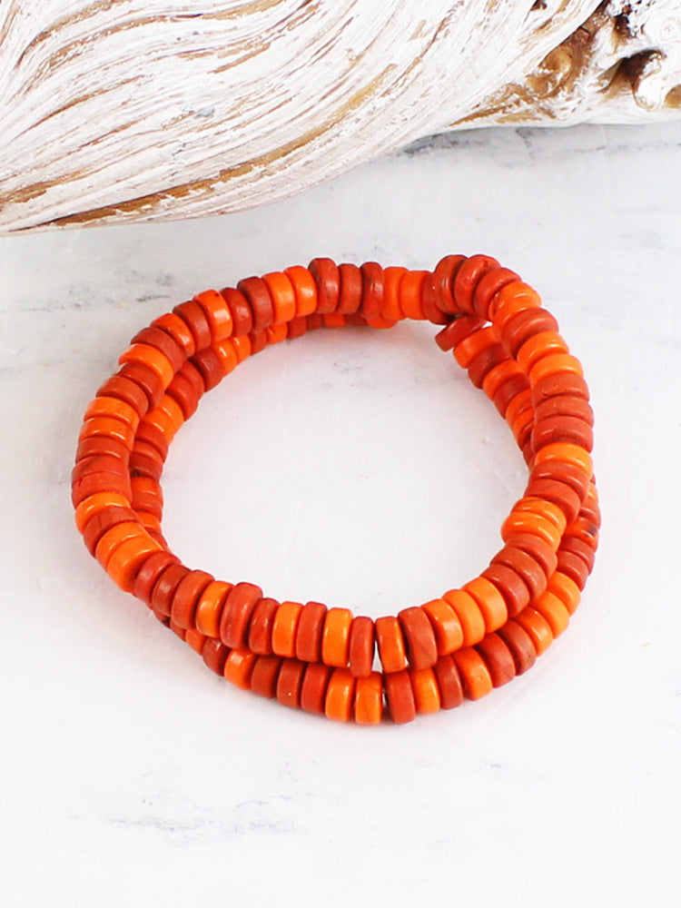 ELASTICATED DOUBLE GLASS BEAD BRACELET BB6402-Bracelet-White finn