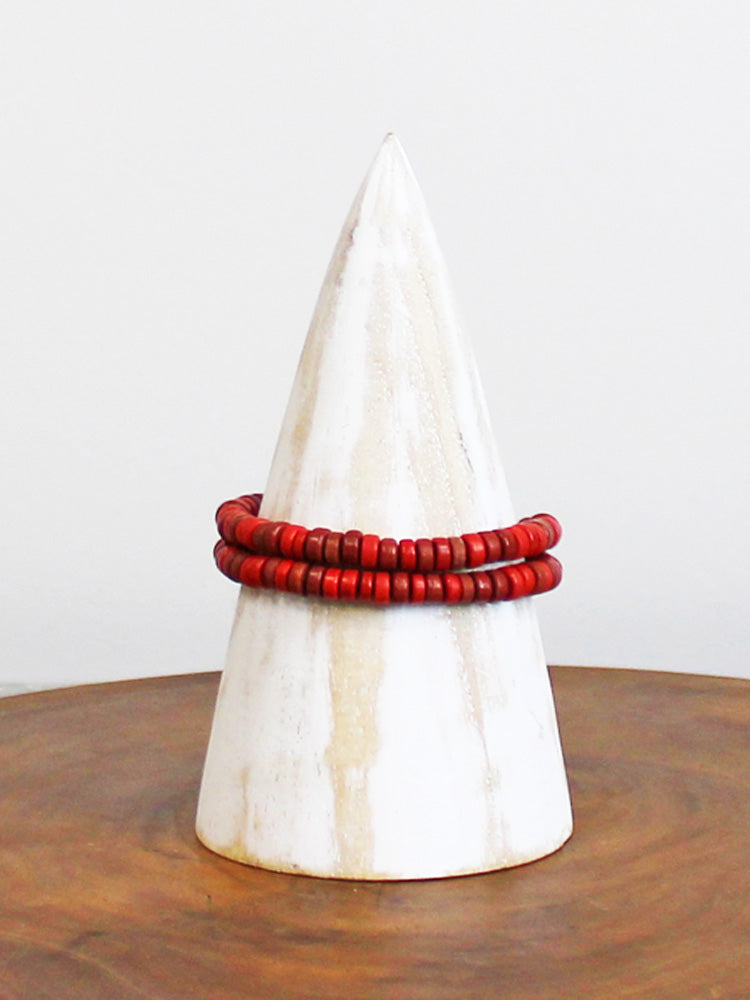 ELASTICATED DOUBLE GLASS BEAD BRACELET BB6402-Bracelet-White finn