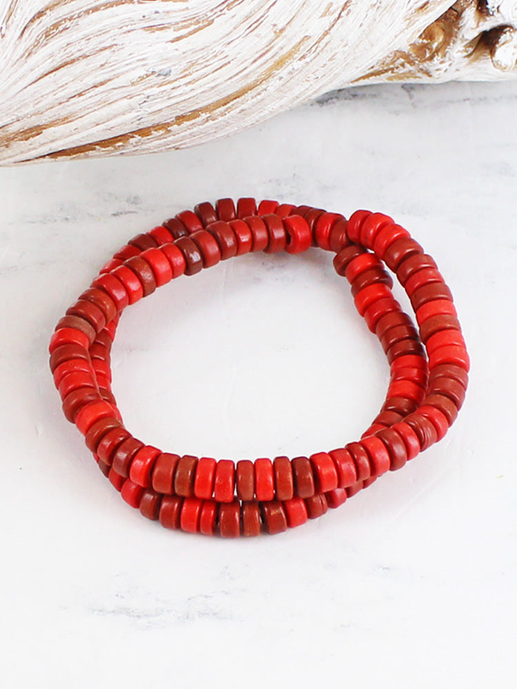 ELASTICATED DOUBLE GLASS BEAD BRACELET BB6402-Bracelet-White finn