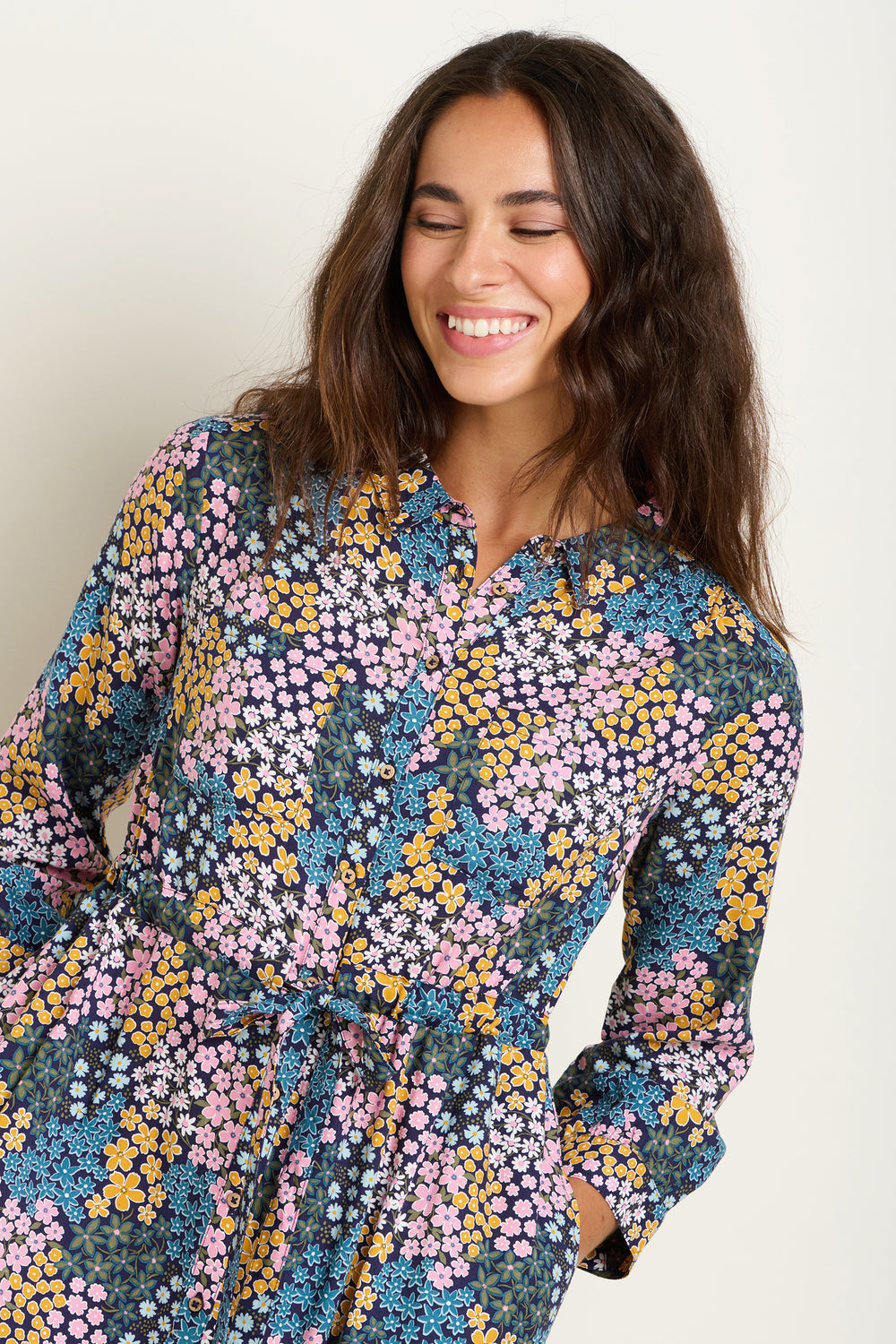 Brakeburn Wildflower Meadow Shirt Dress-Dress-White finn