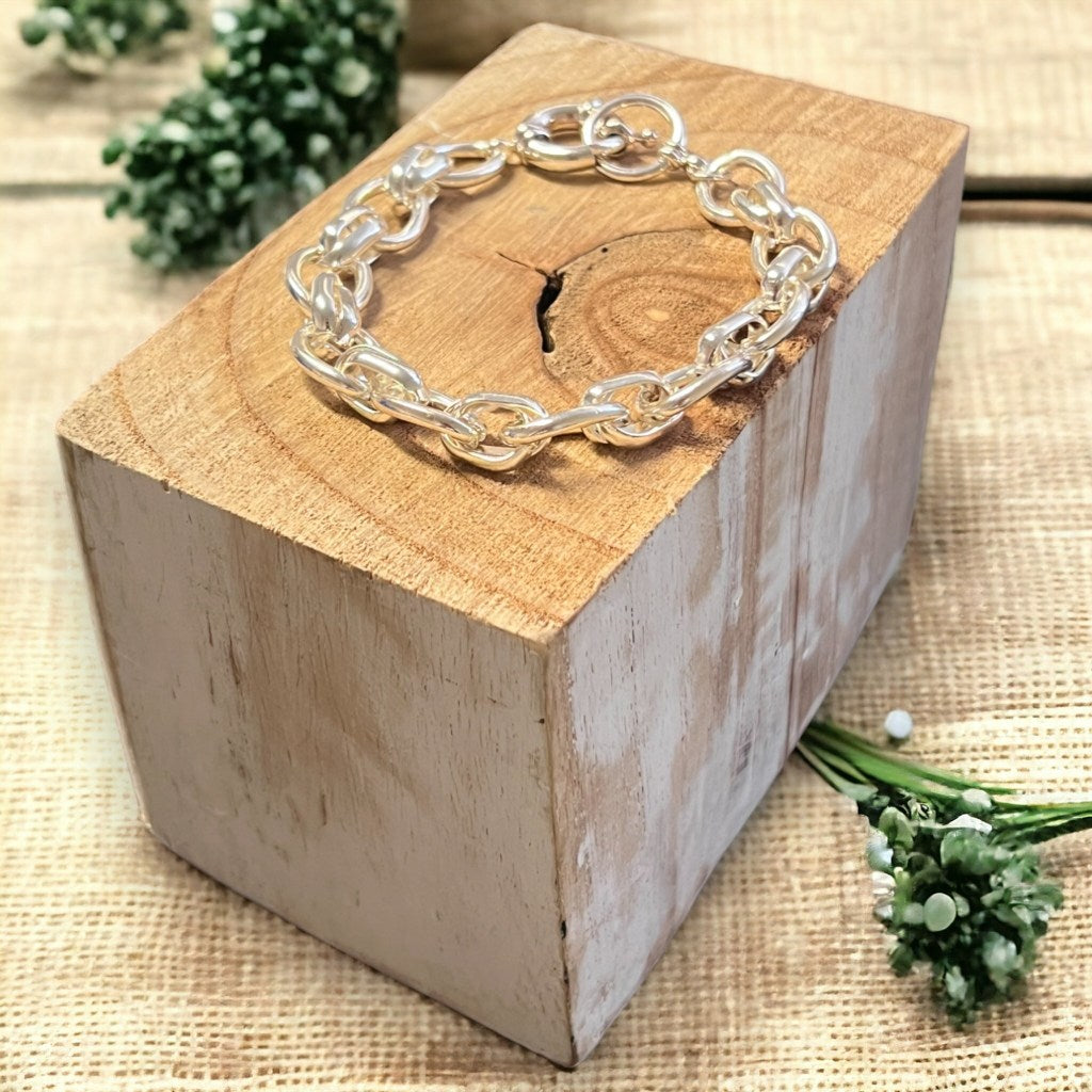 Jess & Lou Multi link chain Bracelet In Antique Look Silver-Bracelet-White finn