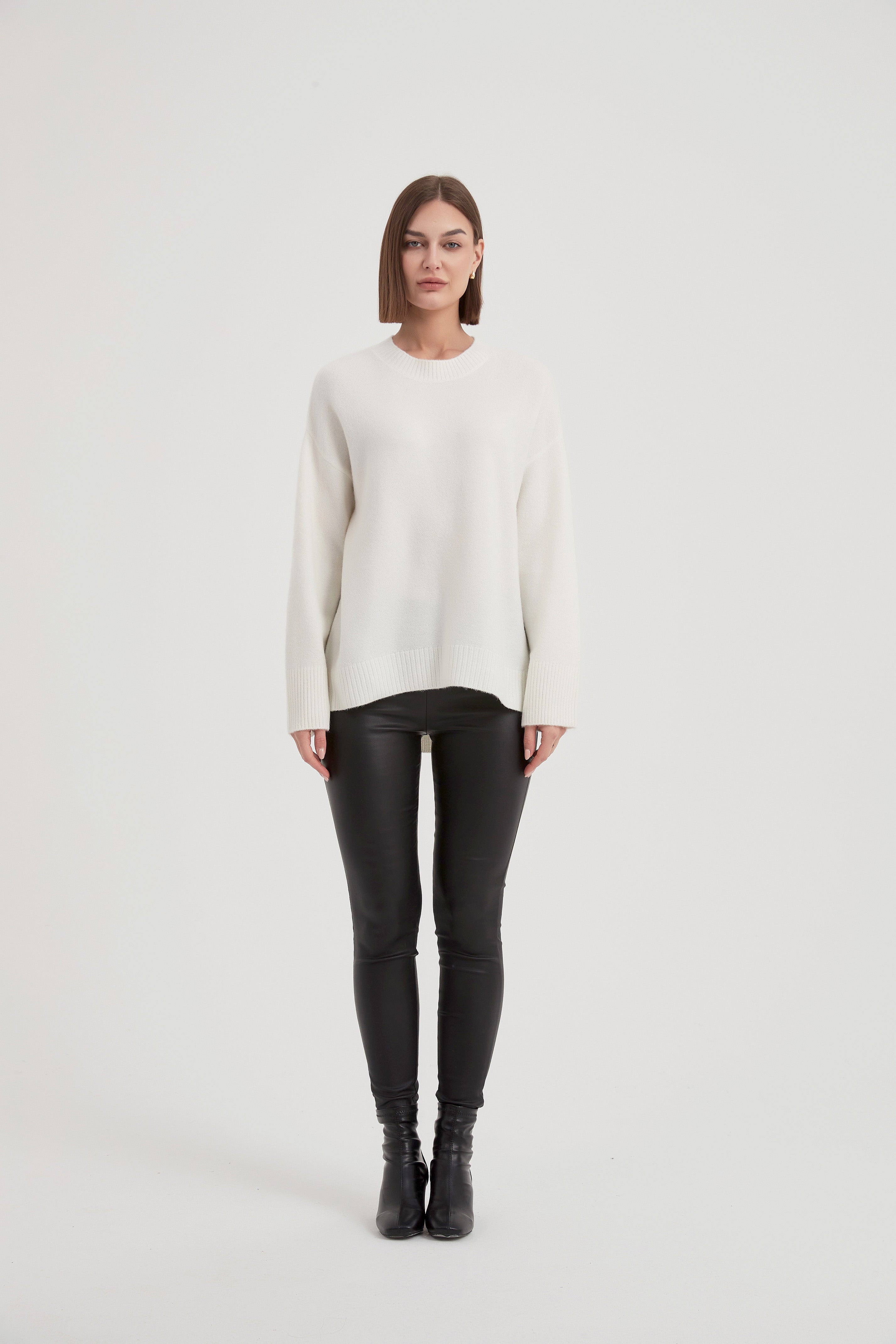 Tirelli Basic Knit Sweater-Knitwear-White finn