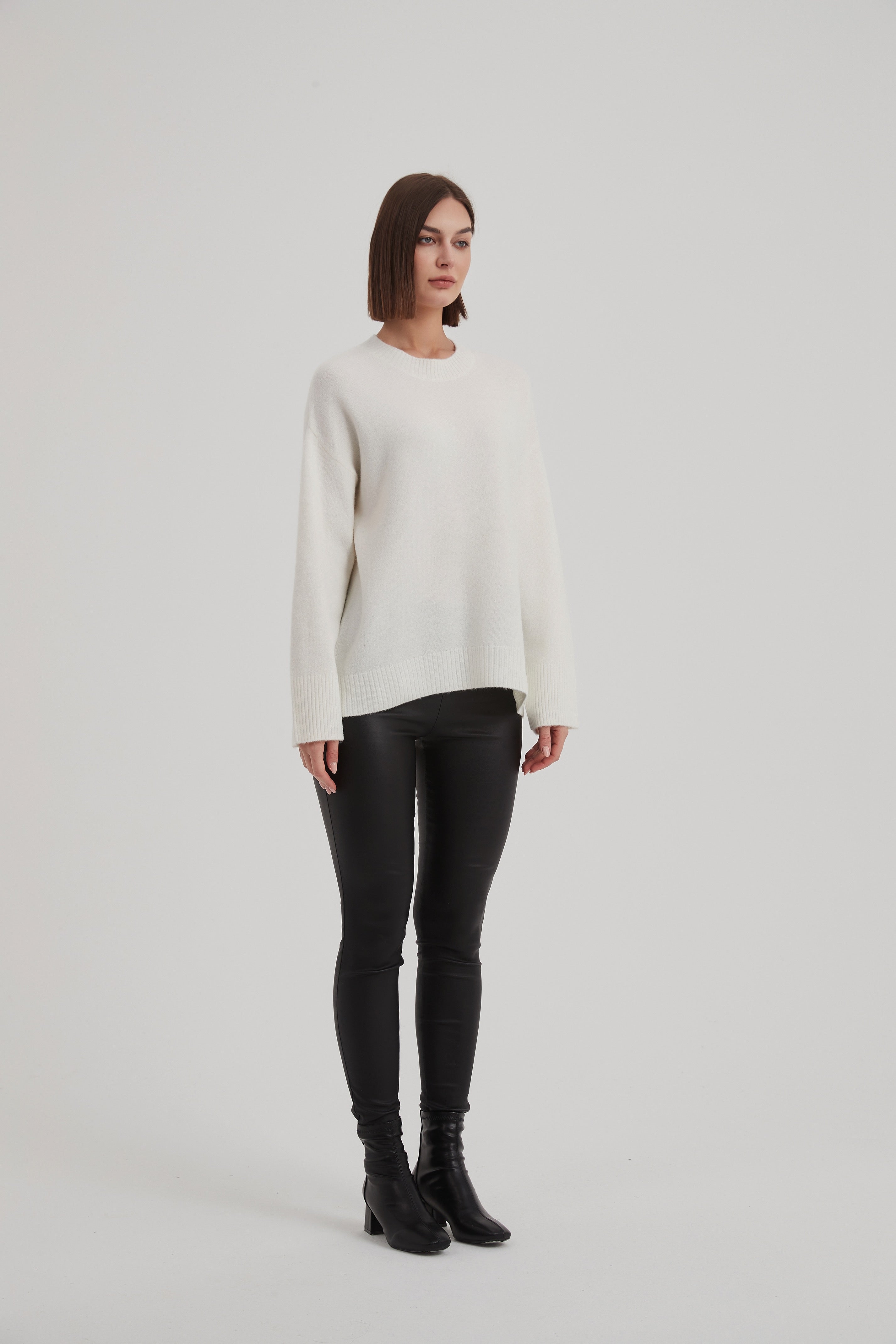 Tirelli Basic Knit Sweater-Knitwear-White finn