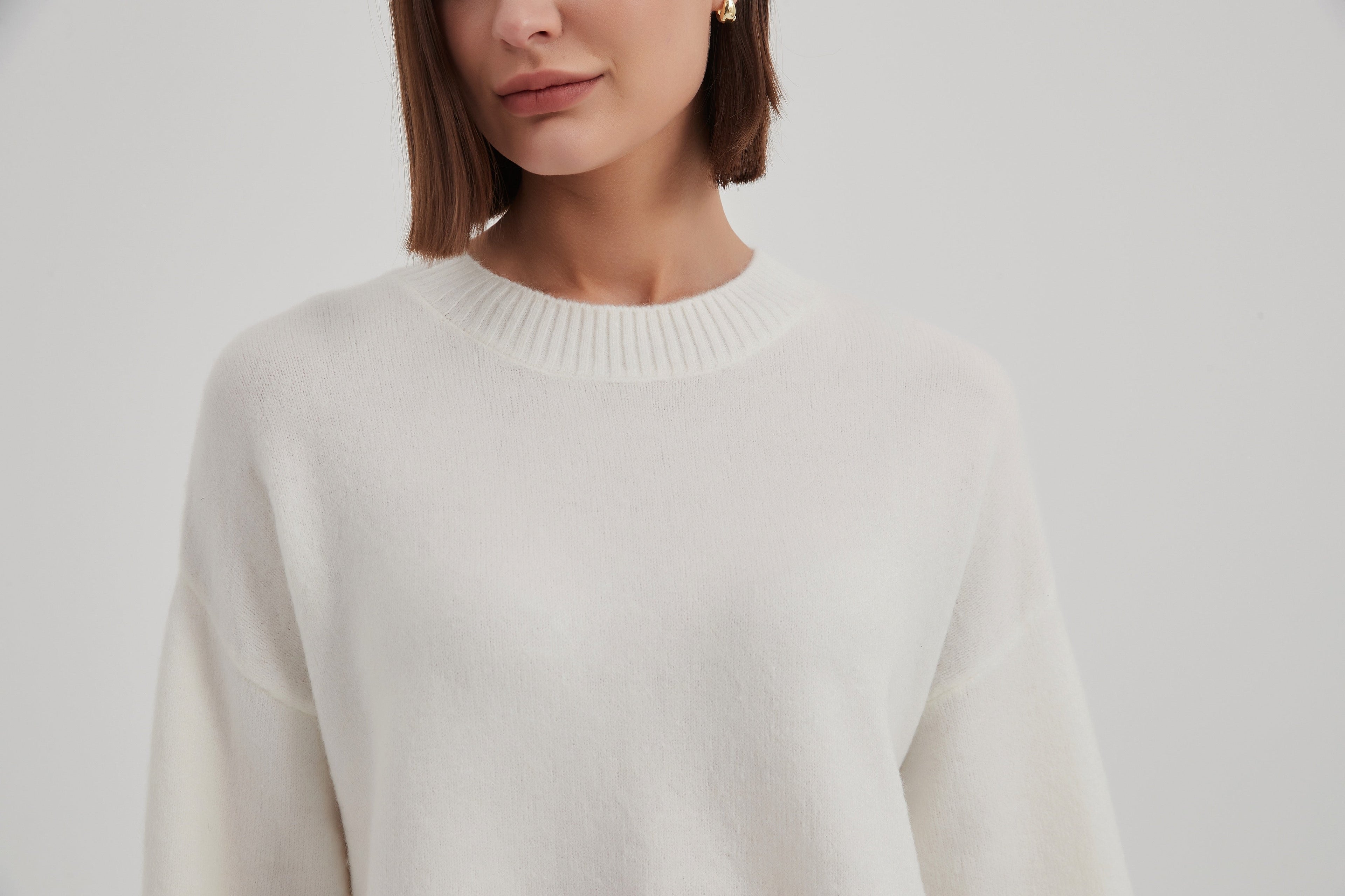 Tirelli Basic Knit Sweater-Knitwear-White finn