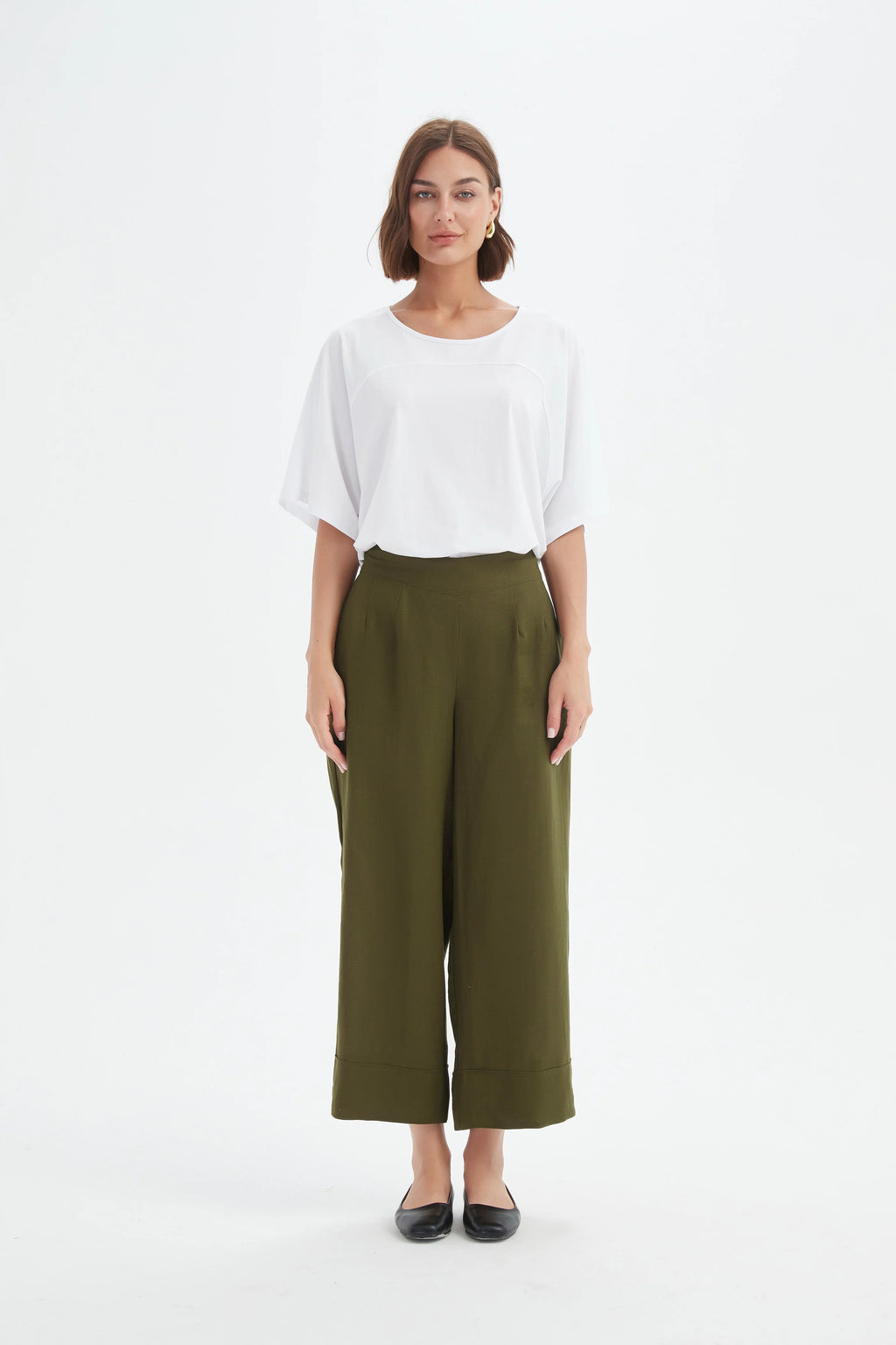 Tirelli Wide Leg linen Trousers-Tirelli-White finn