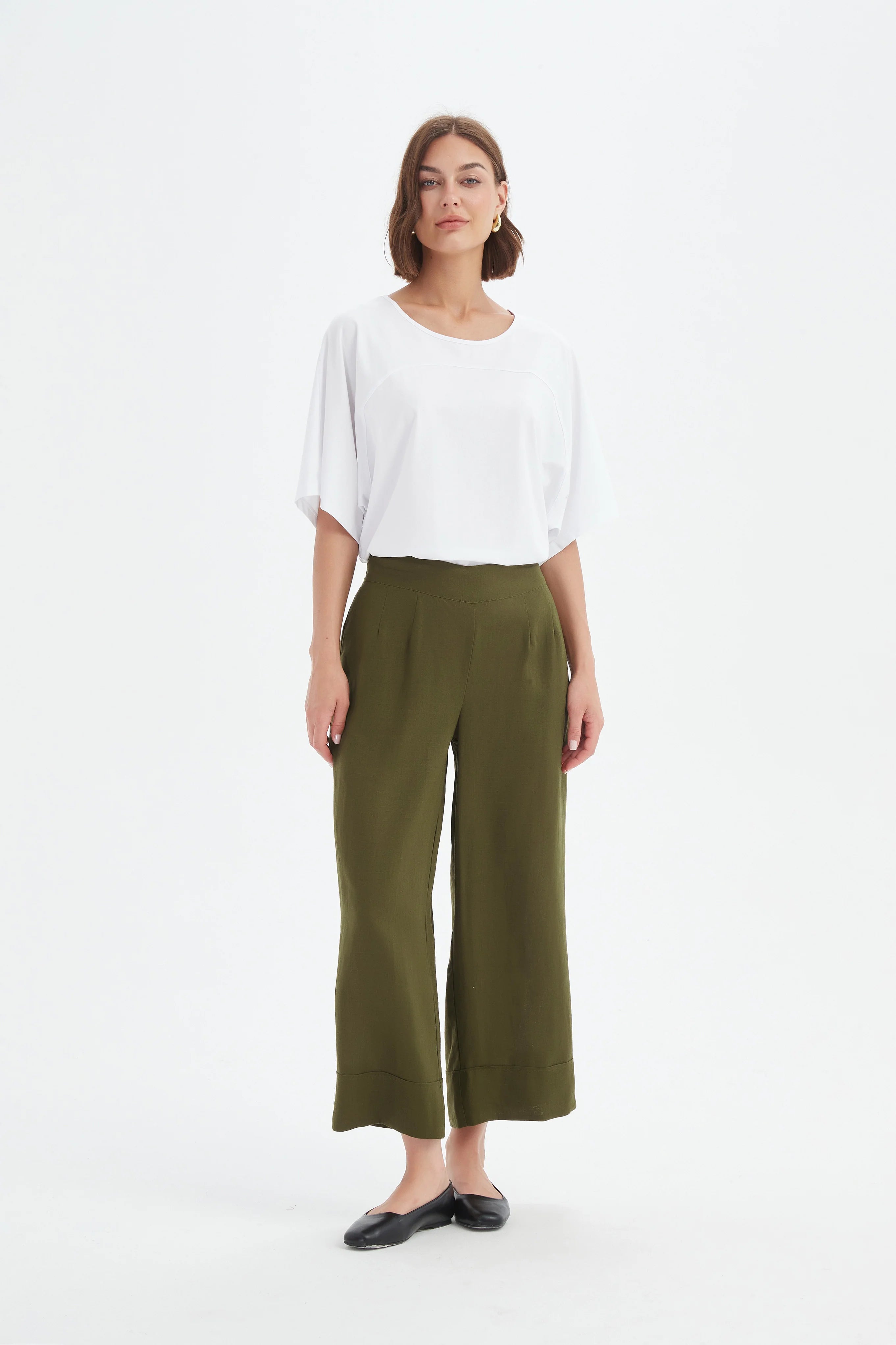 Tirelli Wide Leg linen Trousers-Tirelli-White finn