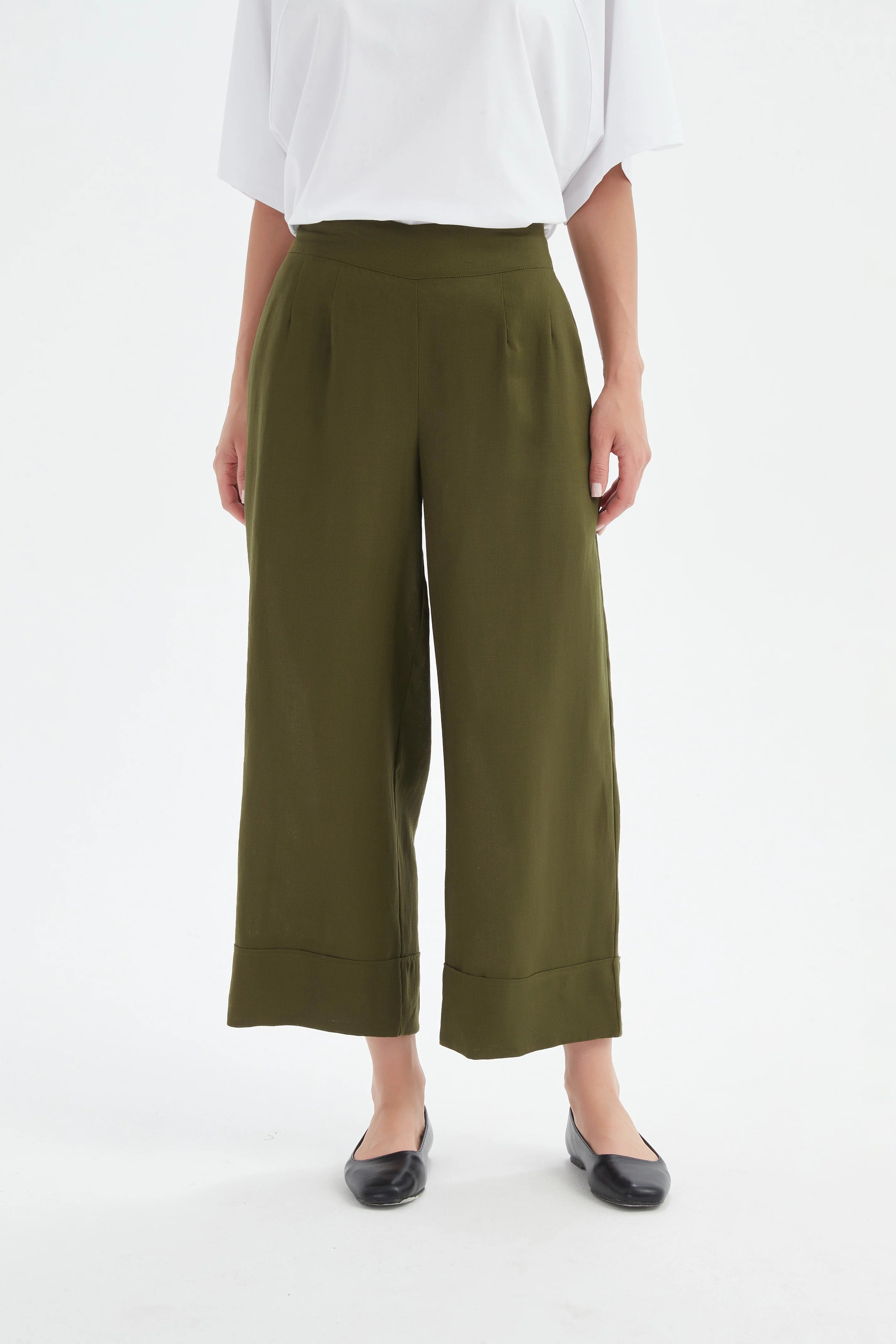 Tirelli Wide Leg linen Trousers-Tirelli-White finn