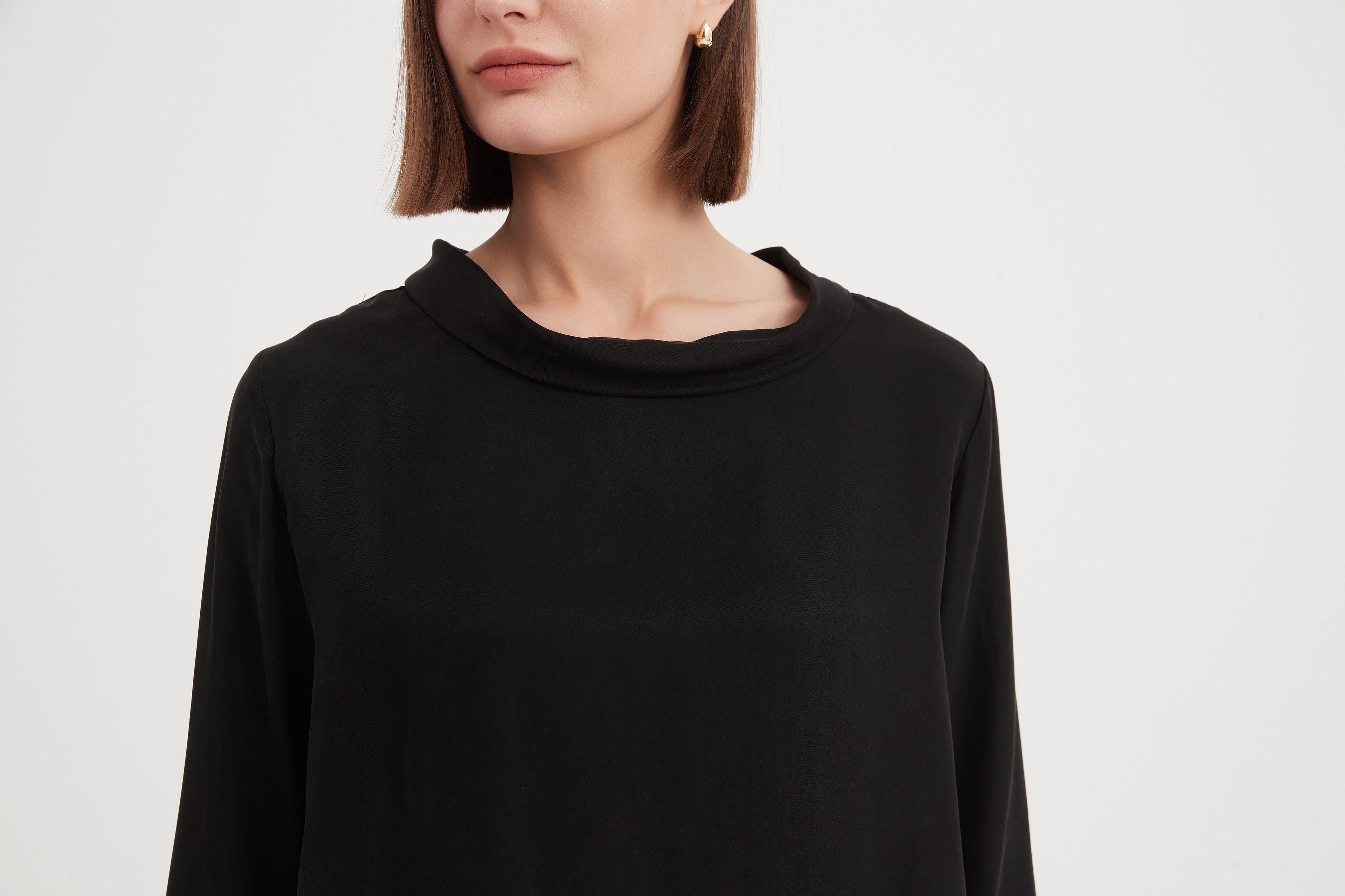 Tirelli Sleeve Mock Neck Top-Tops-White finn