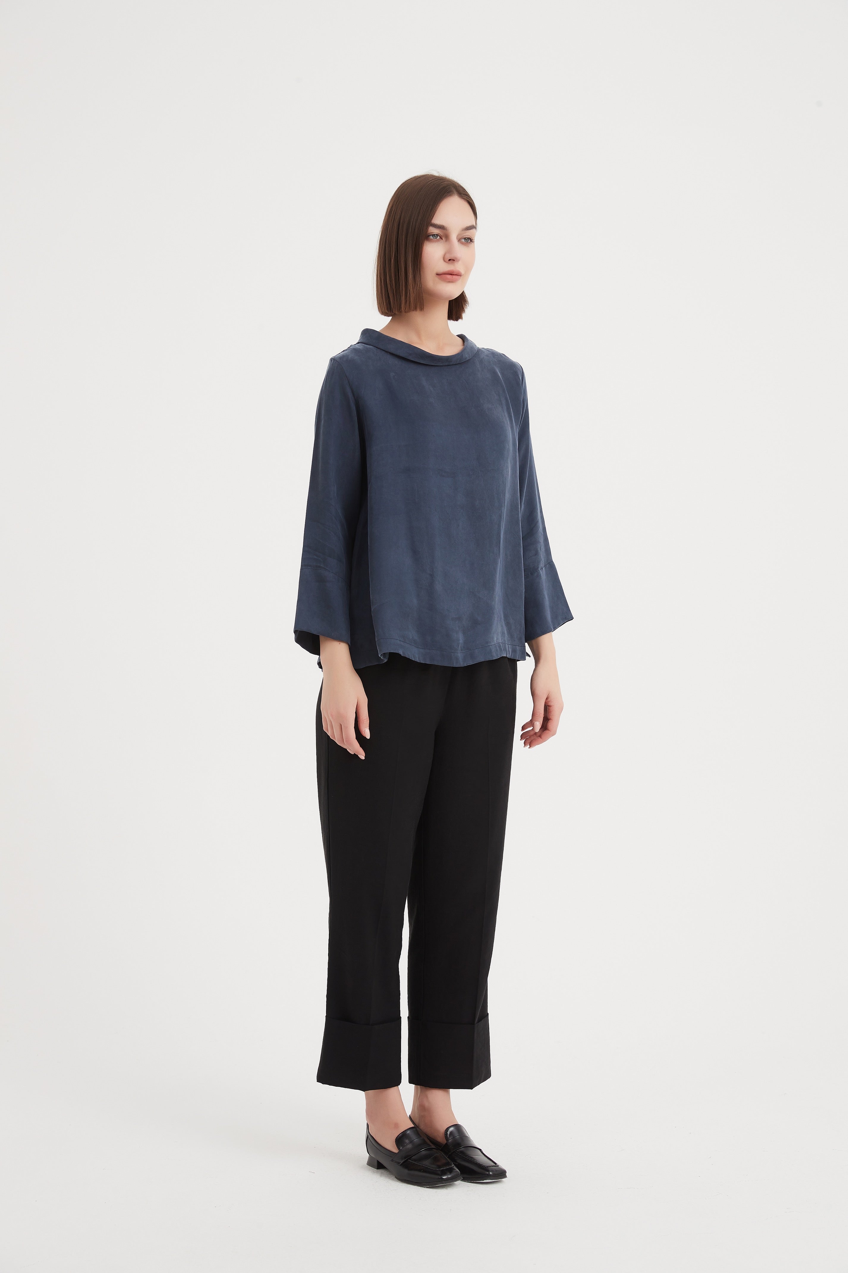 Tirelli Sleeve Mock Neck Top-Tops-White finn