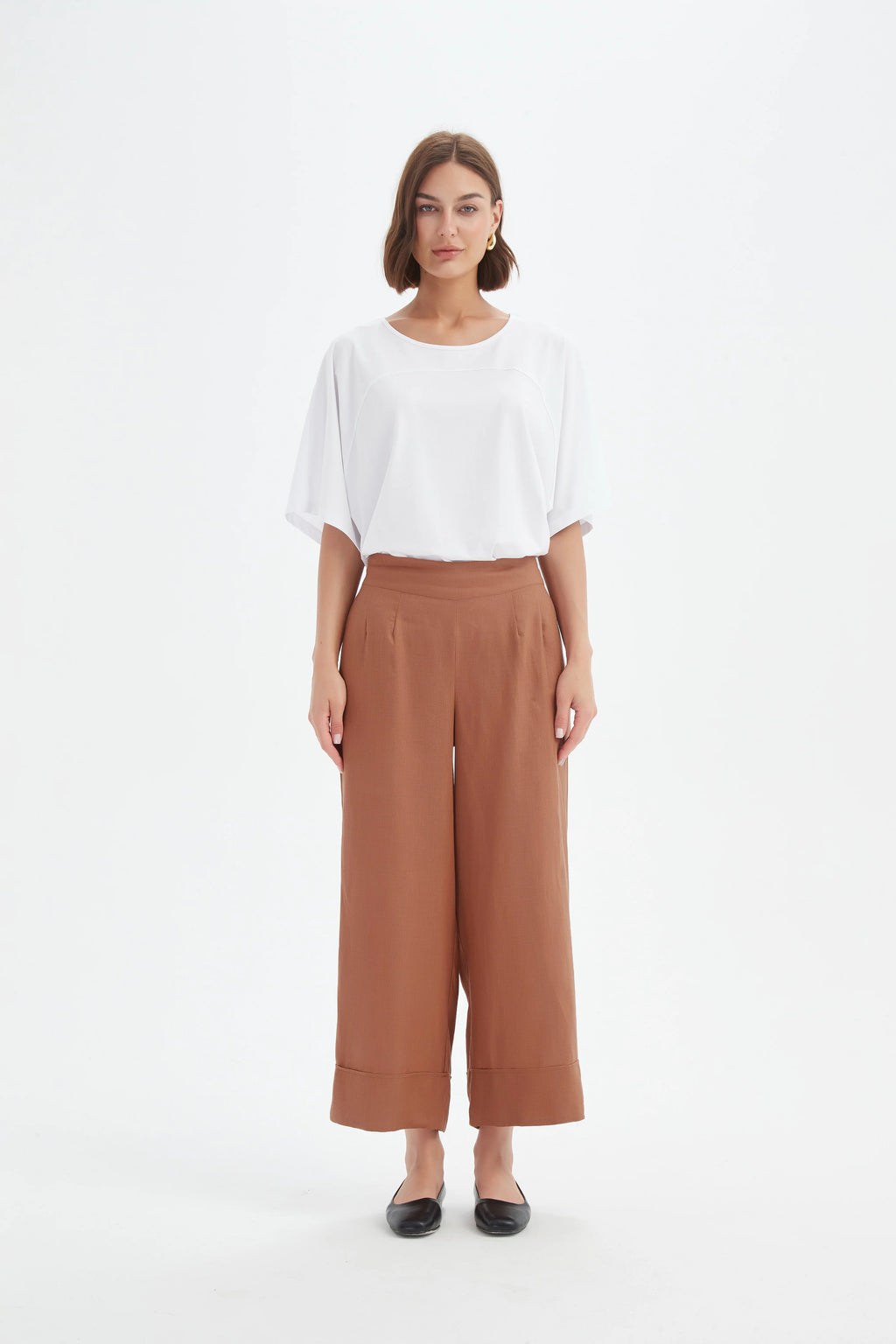 Tirelli Wide Leg linen Trousers-Tirelli-White finn