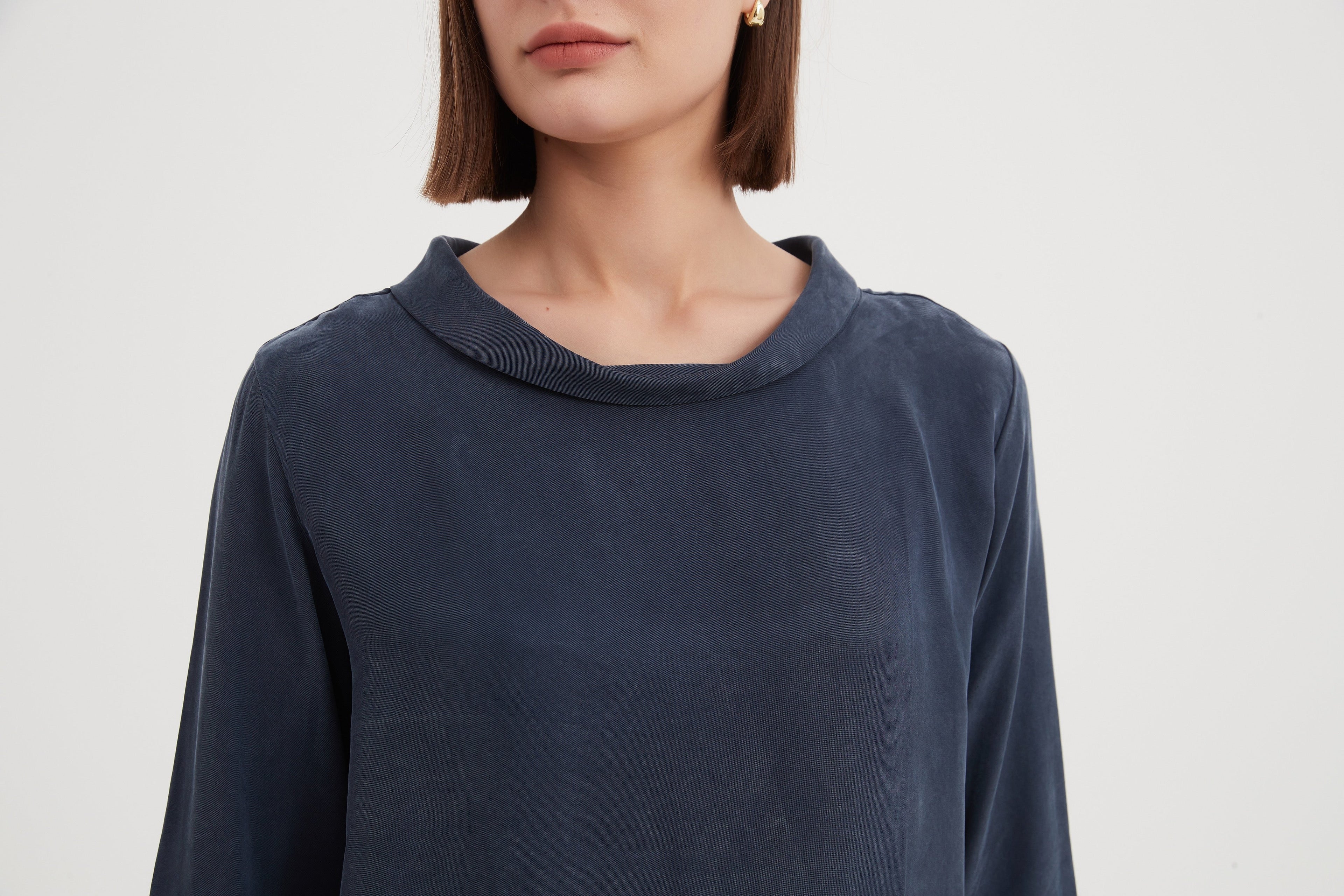 Tirelli Sleeve Mock Neck Top-Tops-White finn