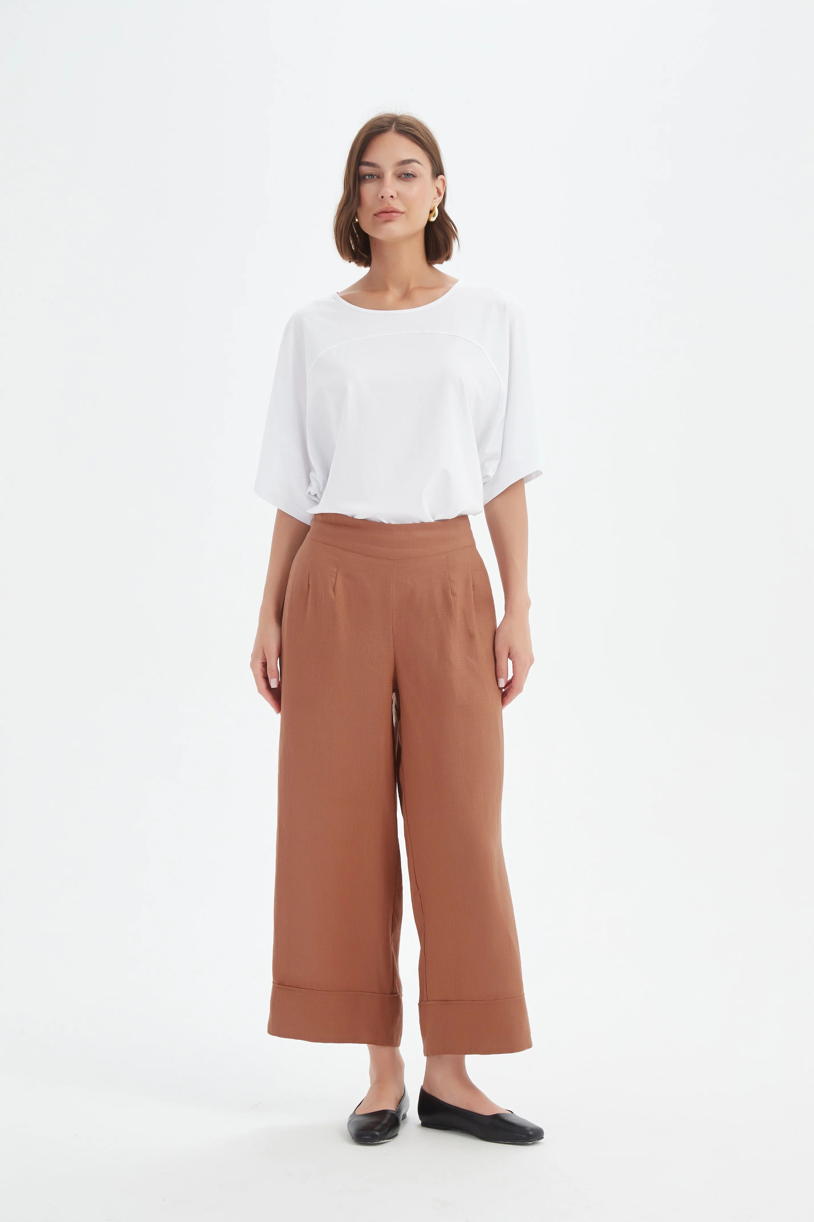 Tirelli Wide Leg linen Trousers-Tirelli-White finn