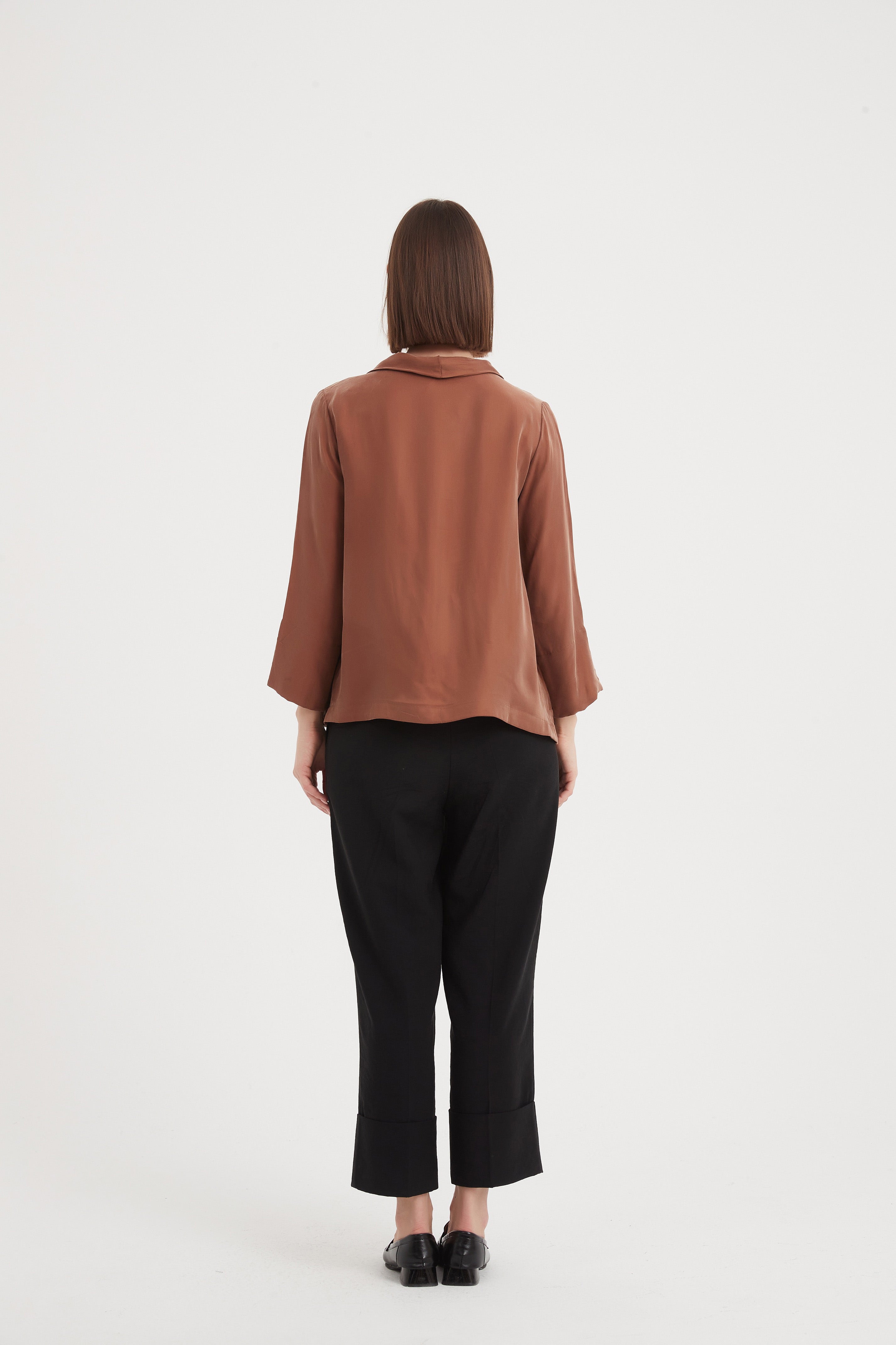 Tirelli Sleeve Mock Neck Top-Tops-White finn