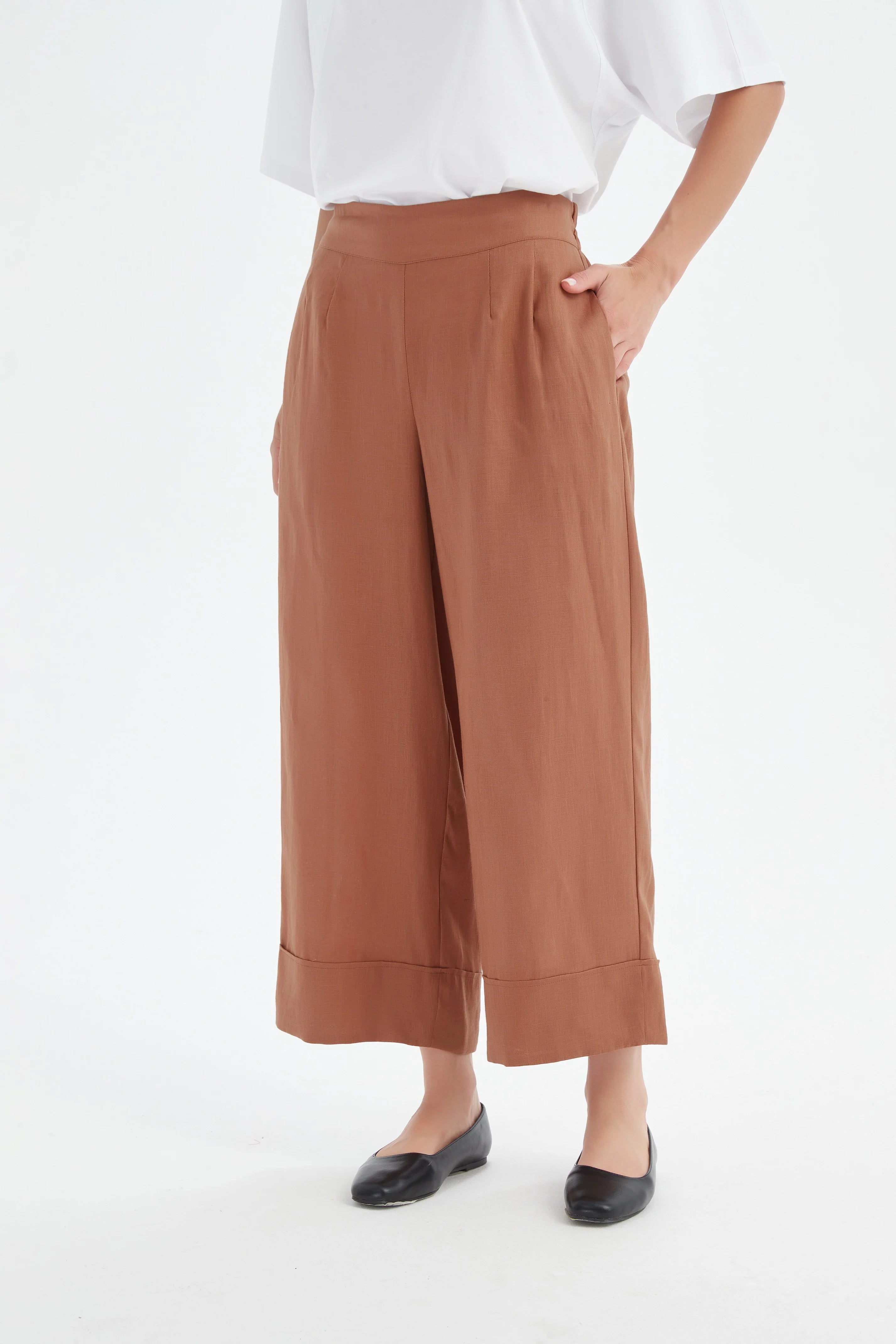 Tirelli Wide Leg linen Trousers-Tirelli-White finn