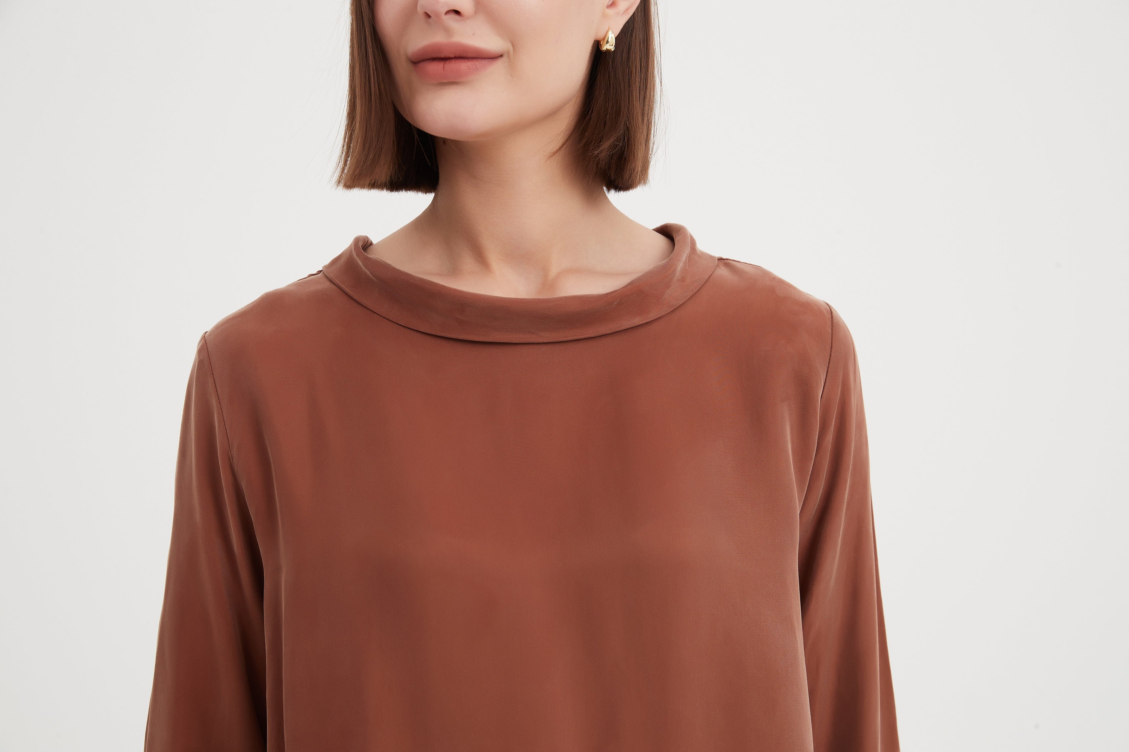 Tirelli Sleeve Mock Neck Top-Tops-White finn