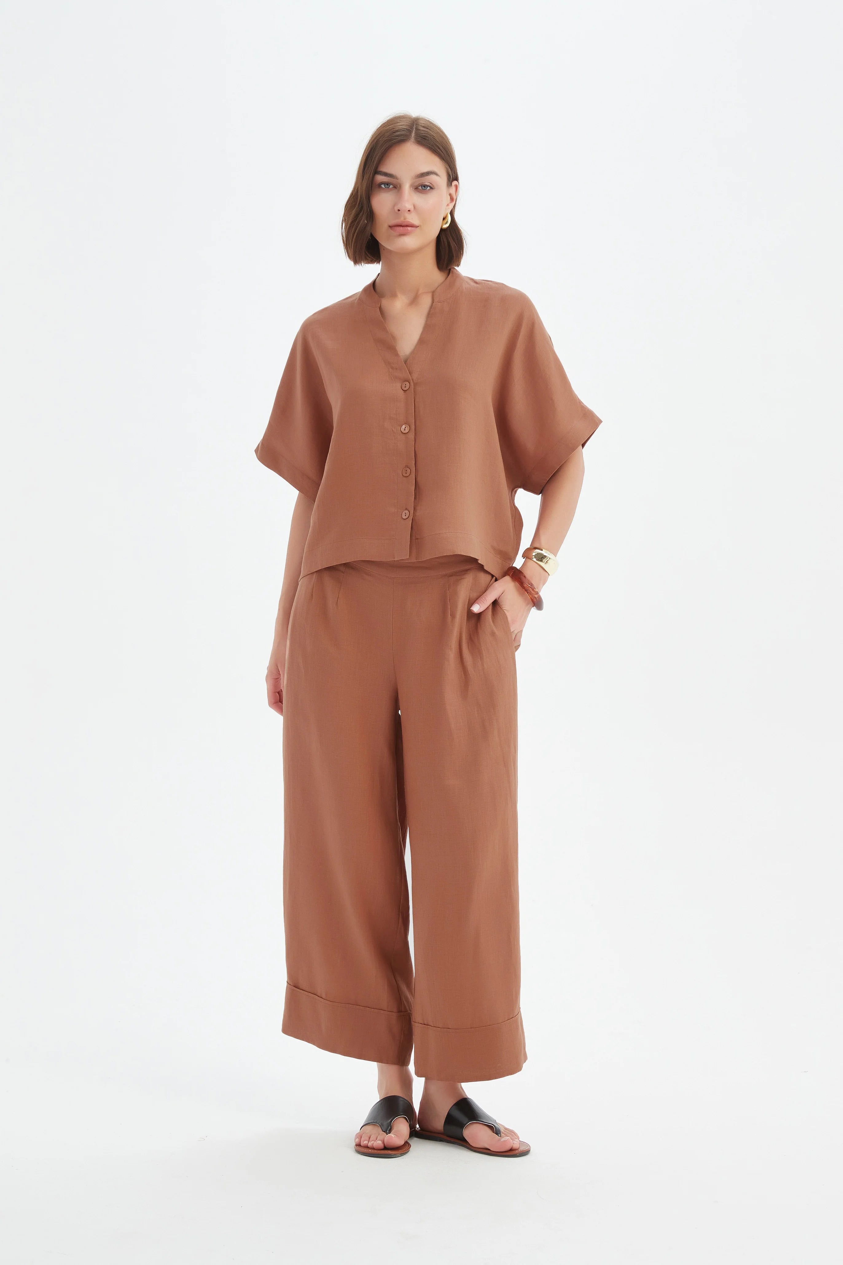 Tirelli Button Linen Shirt-Tirelli-White finn
