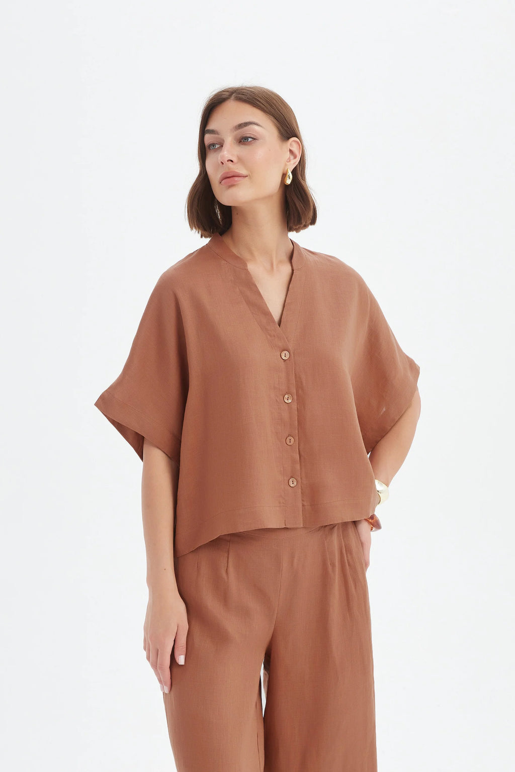 Tirelli Button Linen Shirt-Tirelli-White finn