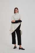 Tirelli Button Detail Asymmetric Poncho-Tops-White finn