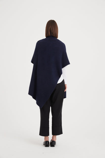 Tirelli Button Detail Asymmetric Poncho