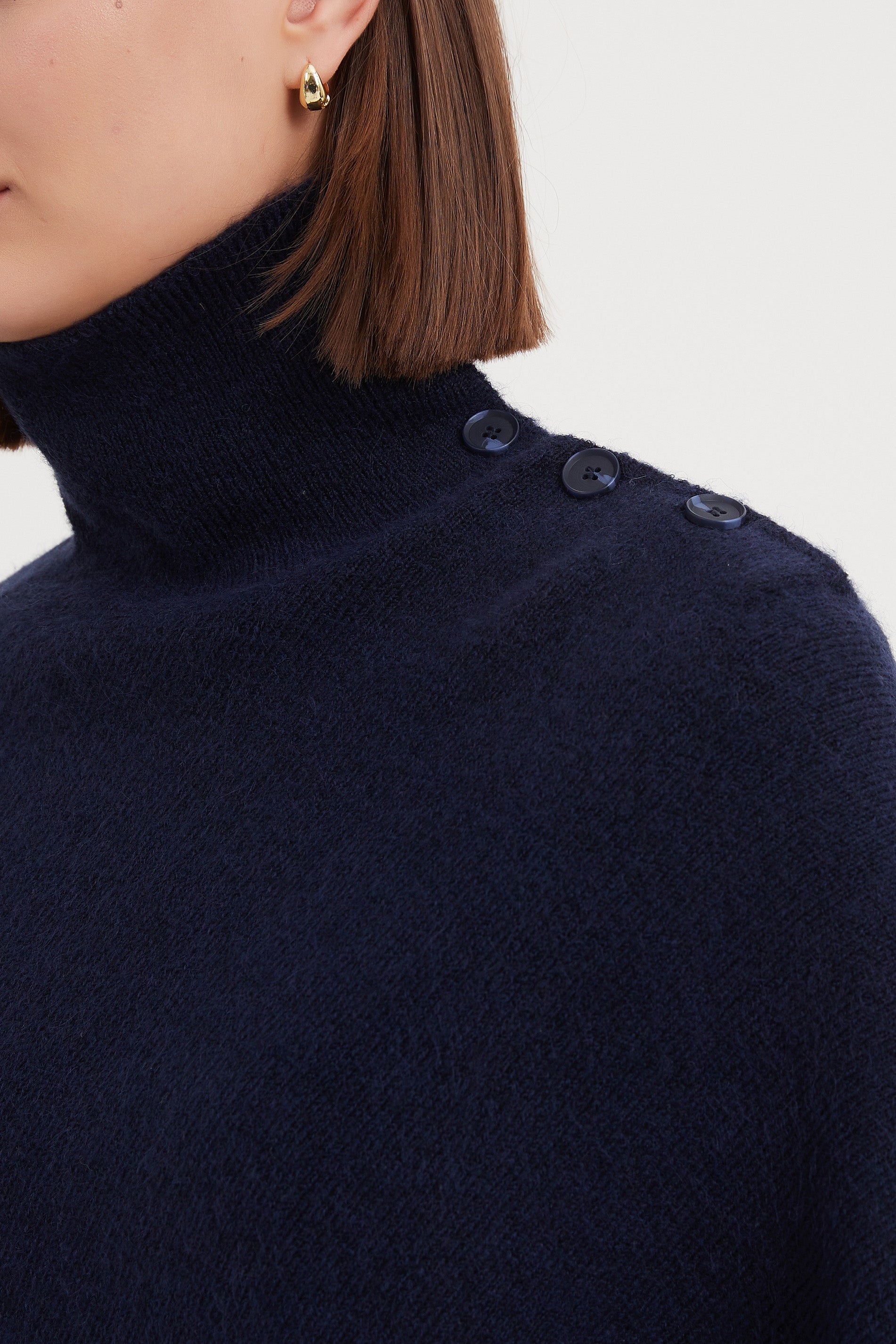 Tirelli Button Detail Asymmetric Poncho-Tops-White finn