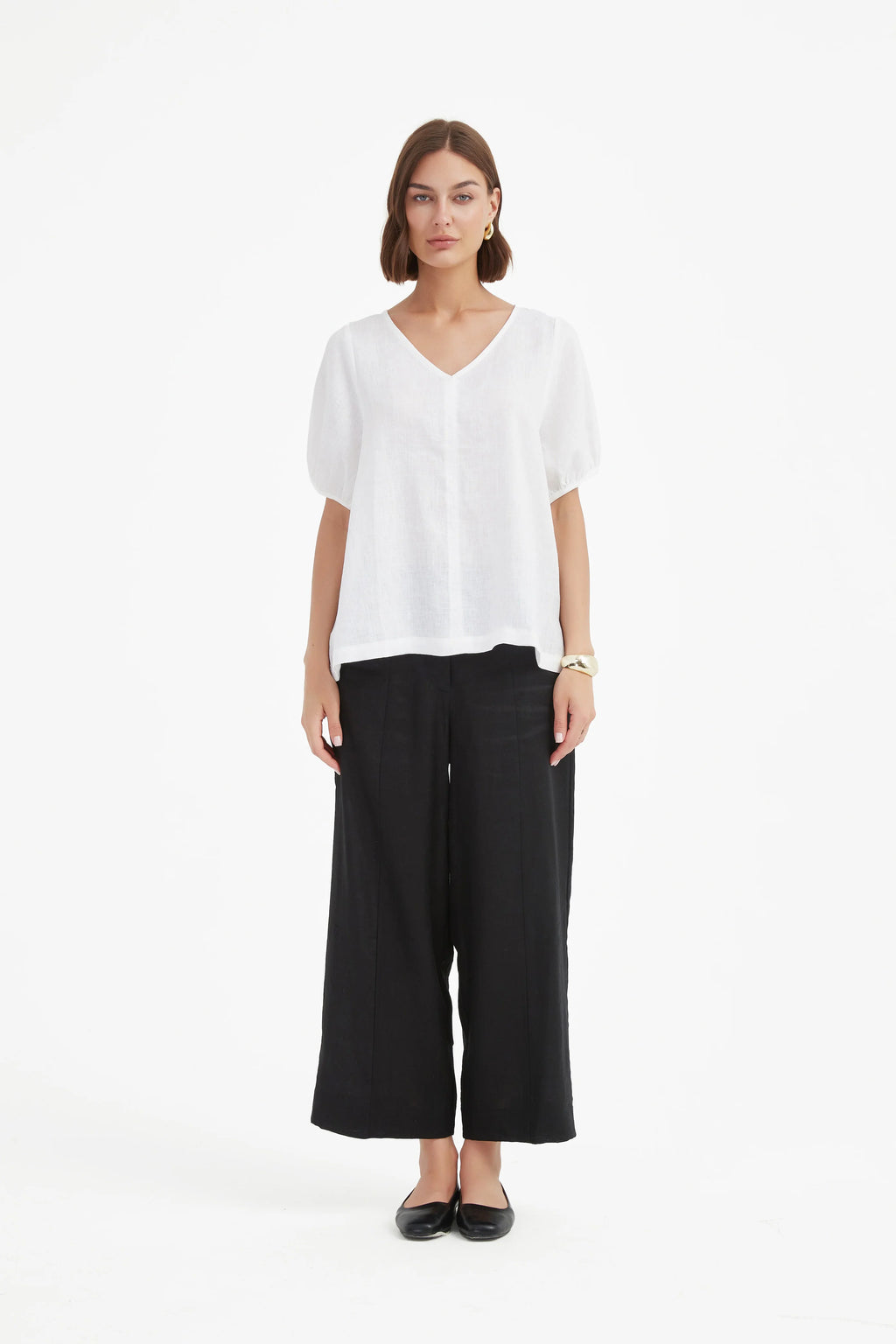 Tirelli Bishop Sleeve Top-Tirelli-White finn