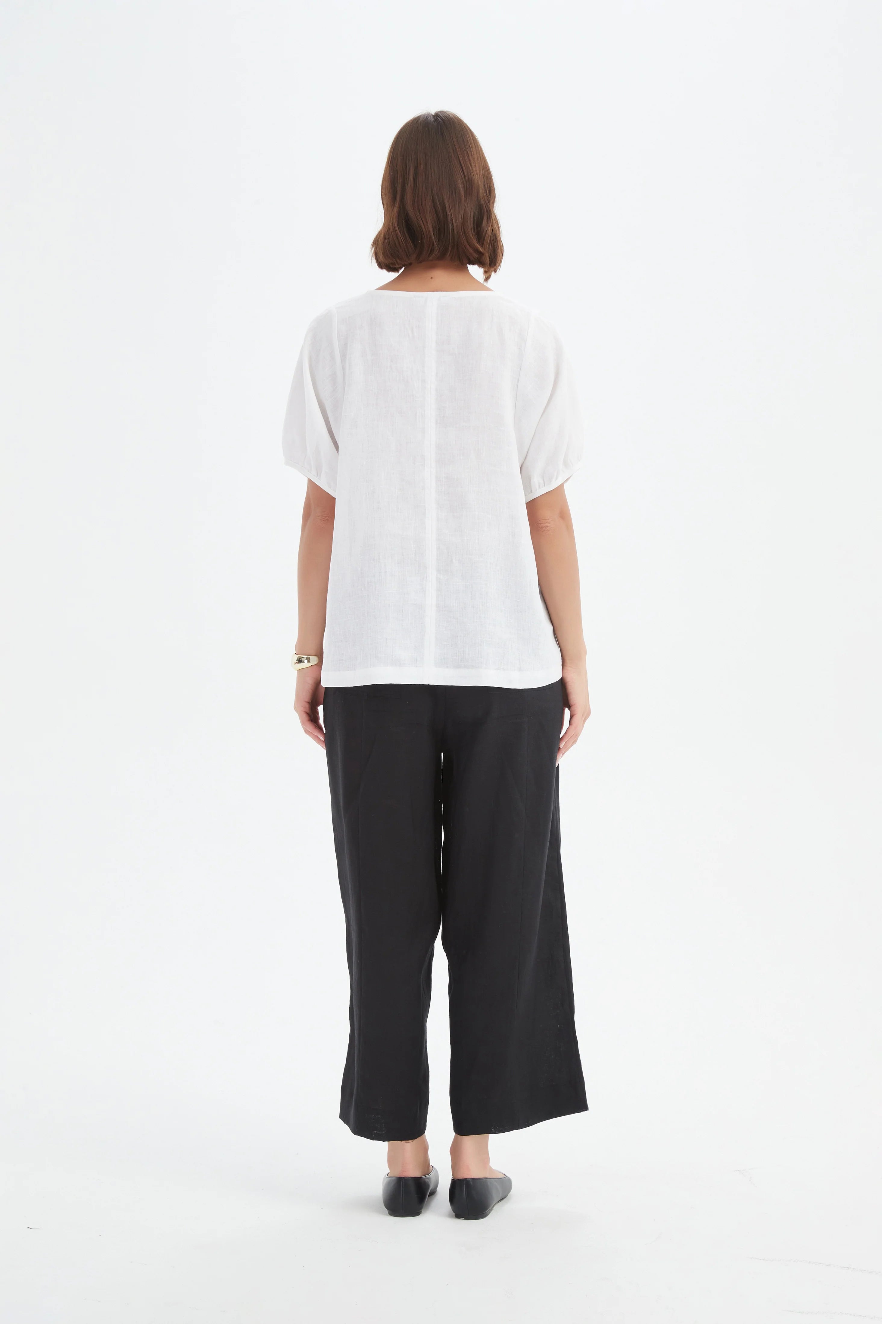 Tirelli Bishop Sleeve Top-Tirelli-White finn