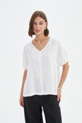 Tirelli Bishop Sleeve Top-Tirelli-White finn