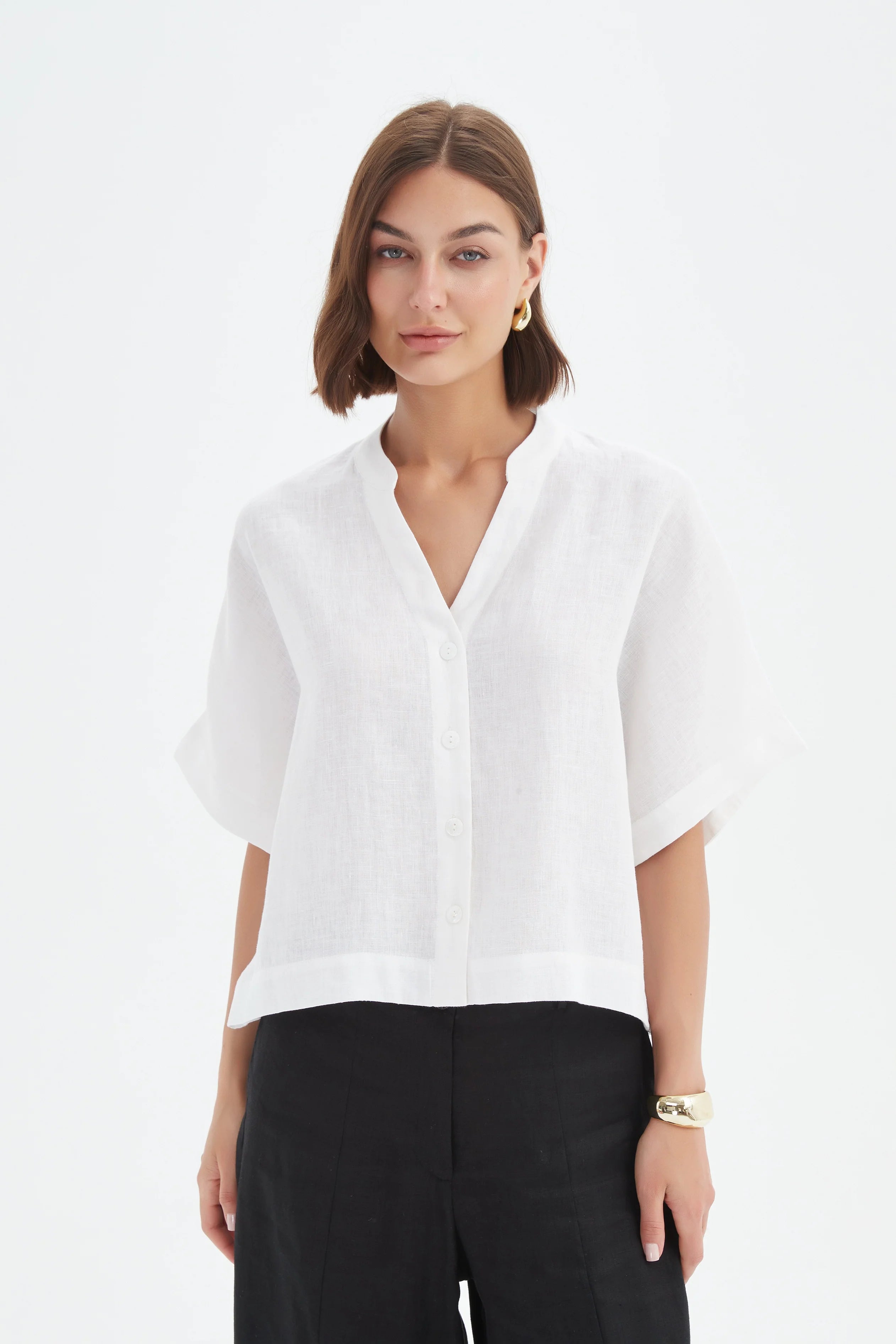 Tirelli Button Linen Shirt-Tirelli-White finn