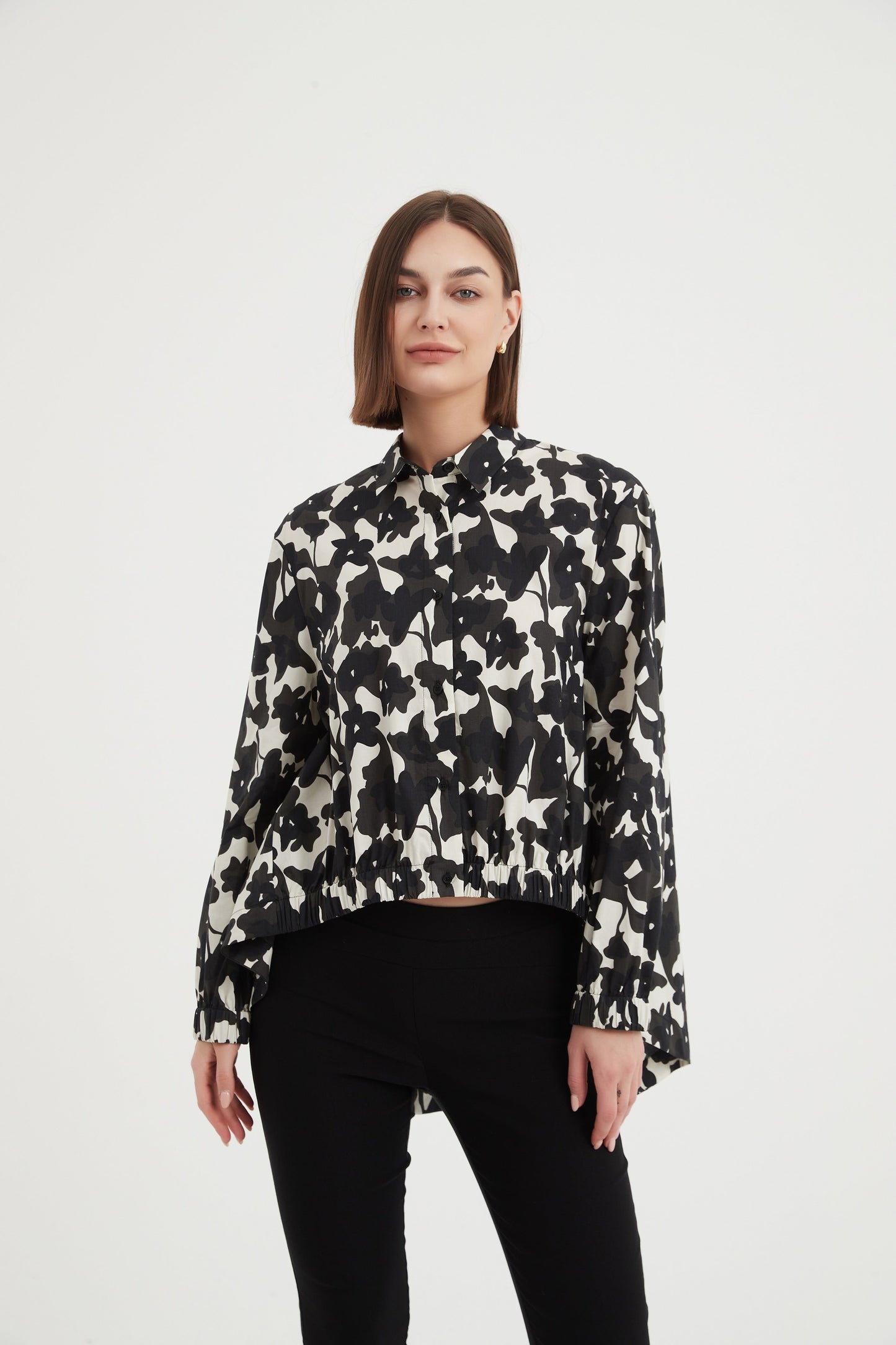 Tirelli Elastic Front Hem Print Shirt