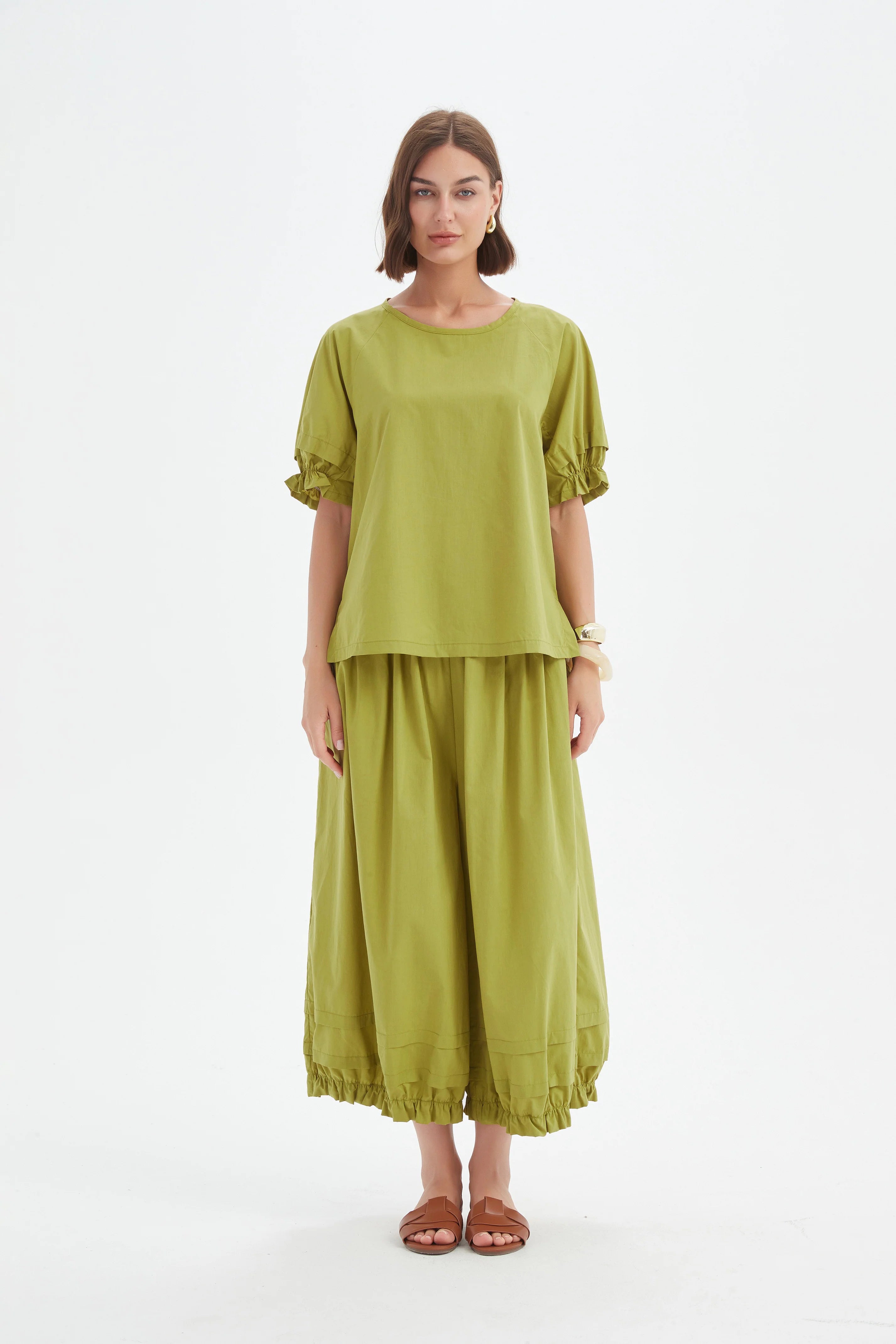 Tirelli Ruffle Sleeve Top-Tirelli-White finn