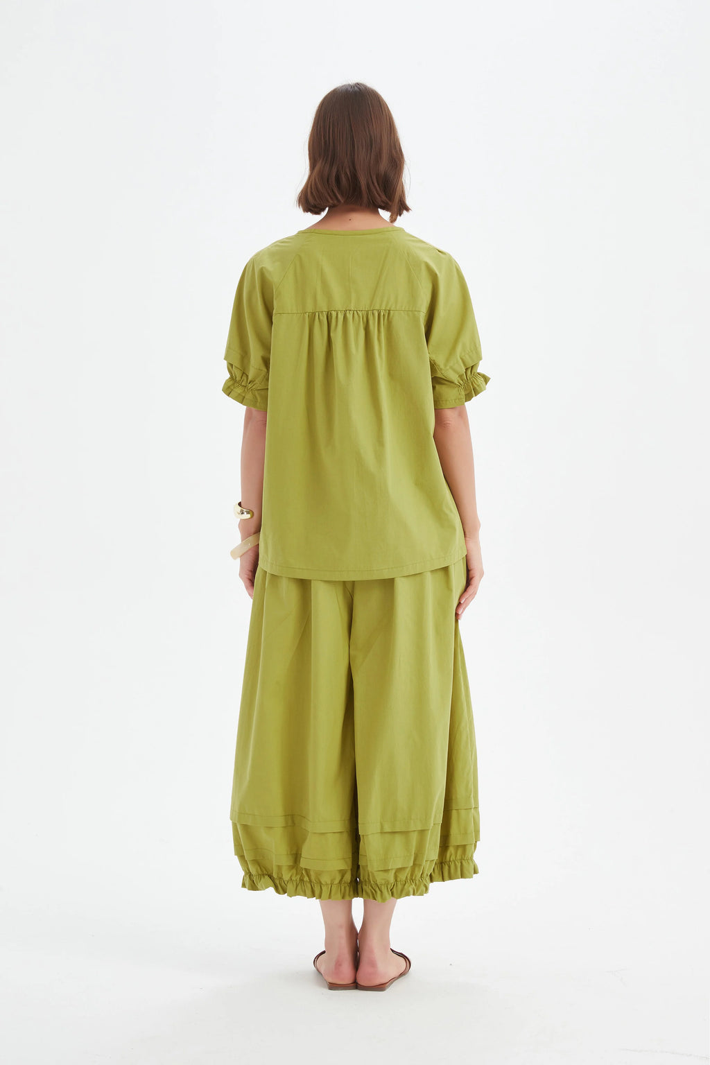 Tirelli Ruffle Sleeve Top-Tirelli-White finn