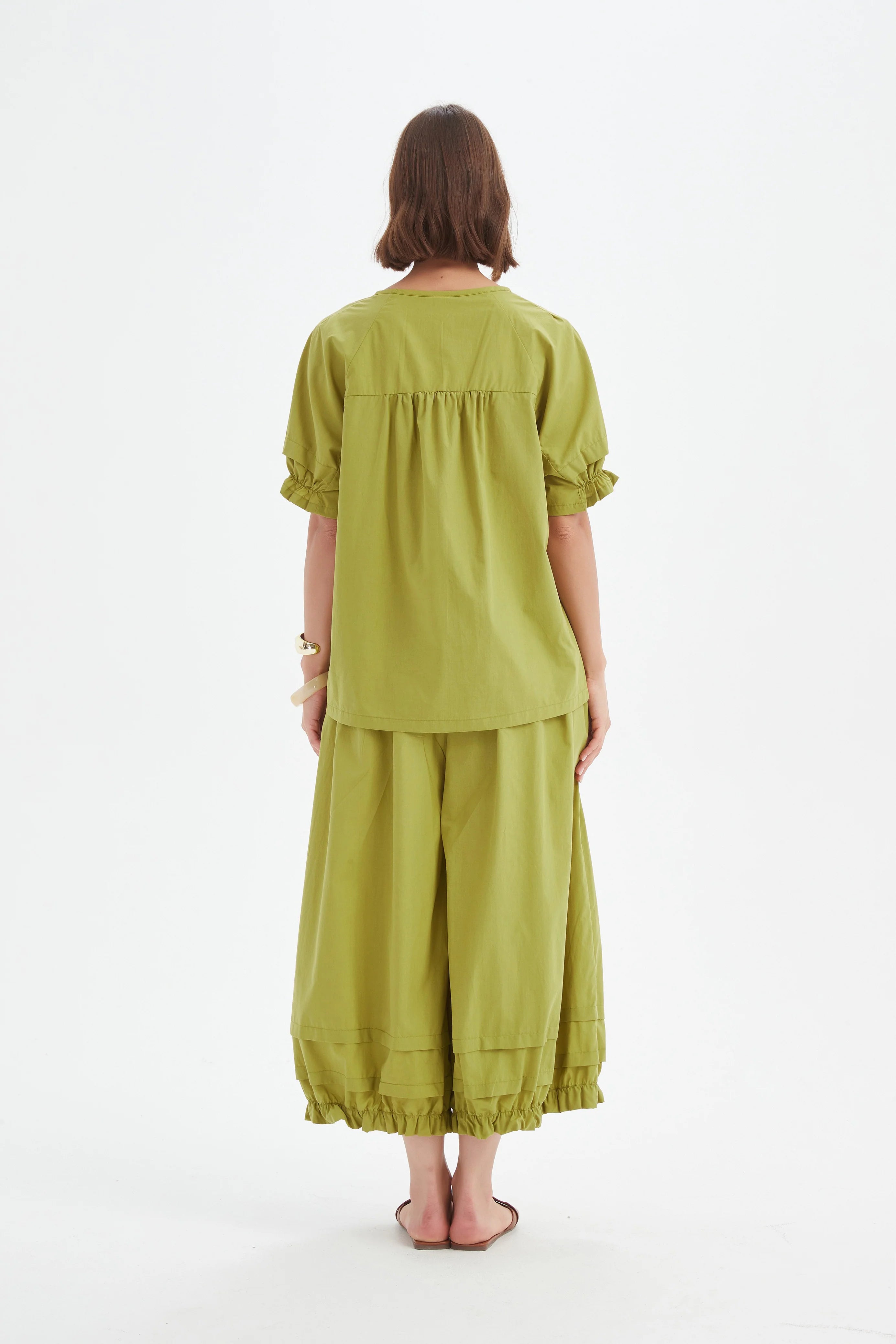 Tirelli Ruffle Sleeve Top-Tirelli-White finn