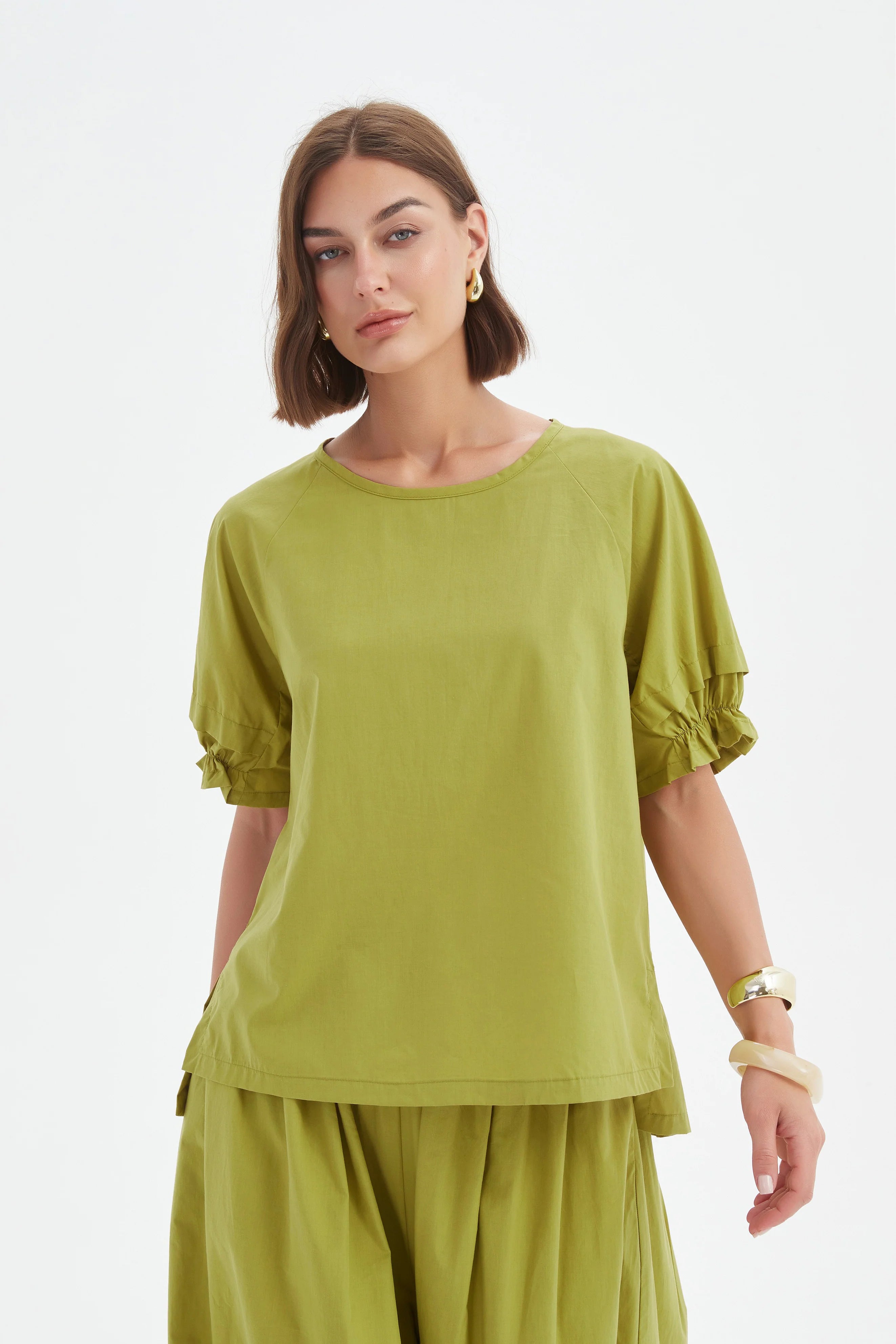 Tirelli Ruffle Sleeve Top-Tirelli-White finn