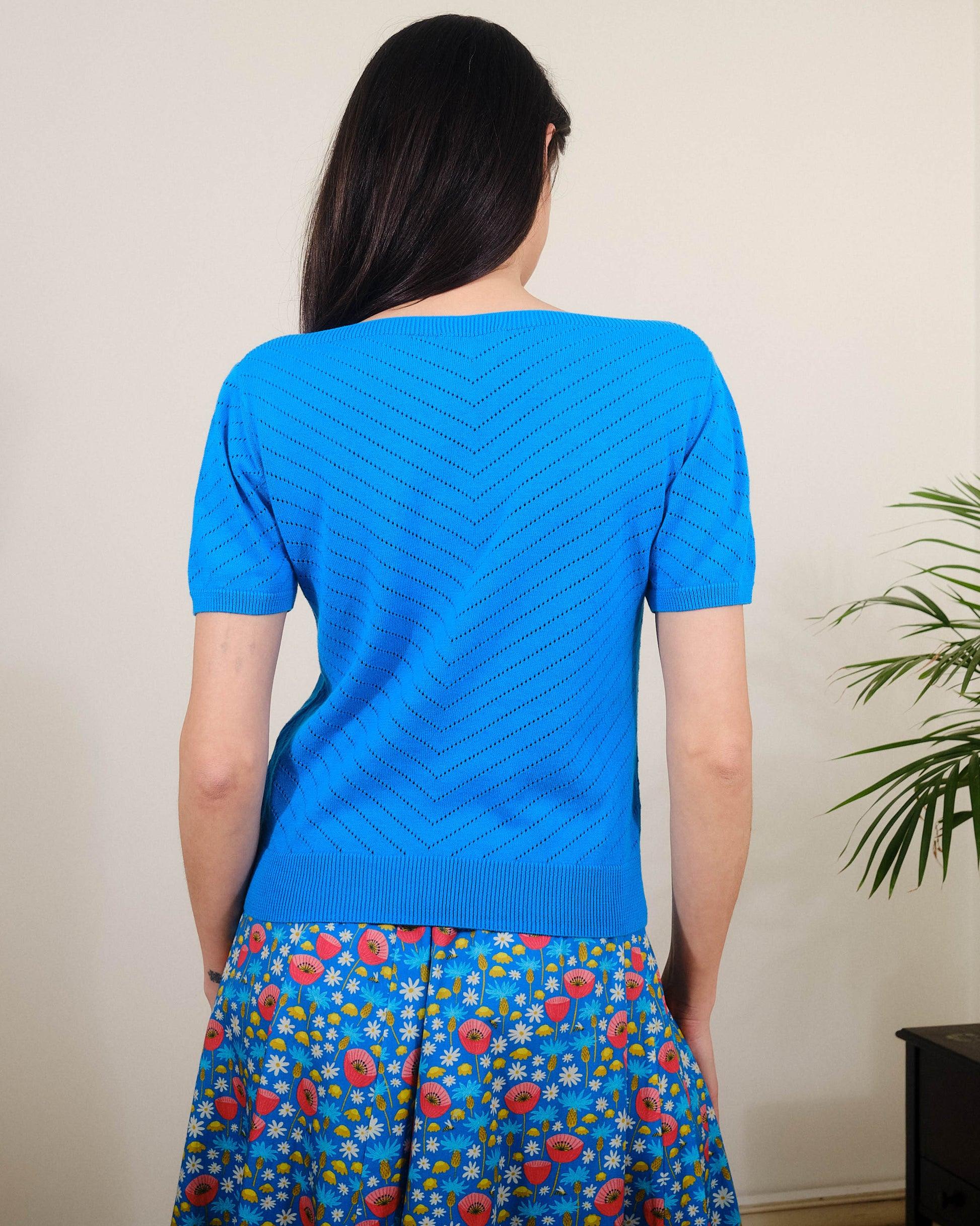 Pretty Vacant Boatneck Knitted Top methyl Blue-White finn