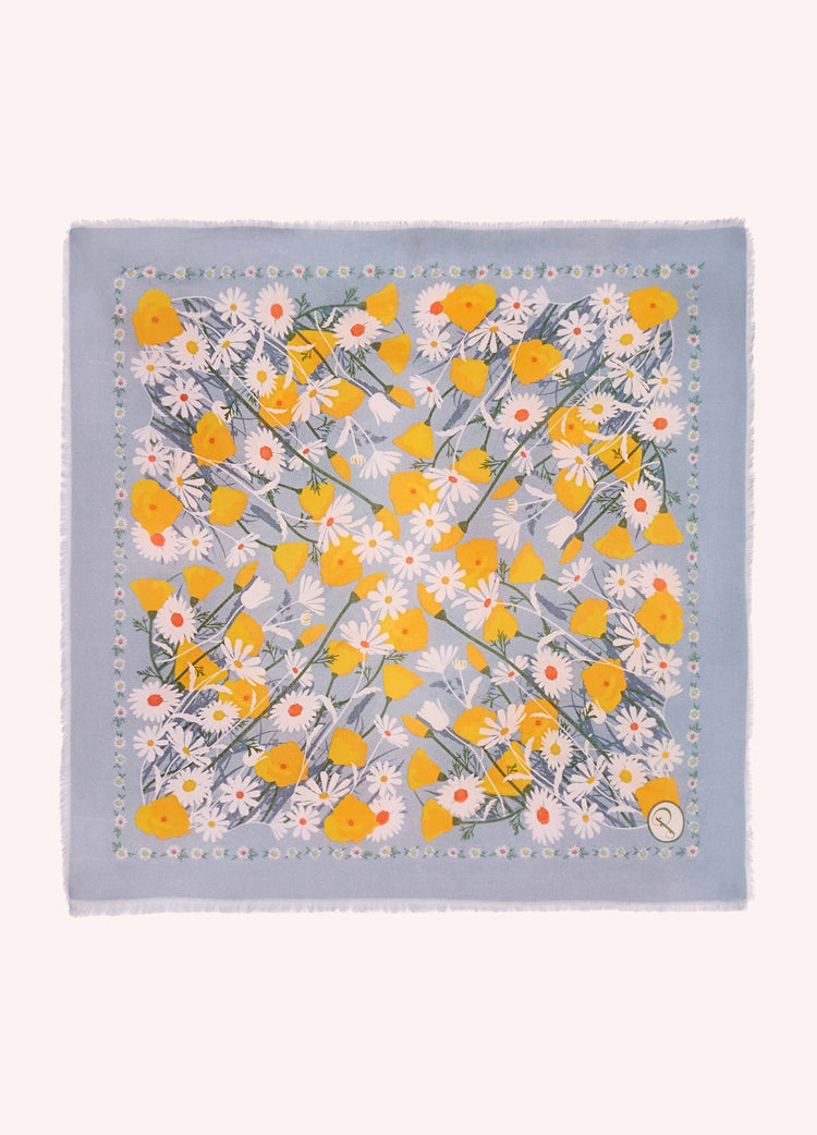 Powder Cotton Bandana - Marvelous Meadow - Powder Blue-White finn