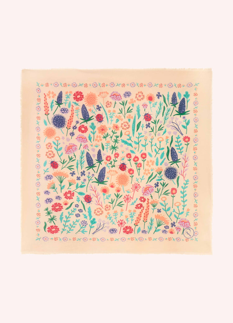 Powder Cotton Bandana - Wild Flowers - Coconut-White finn