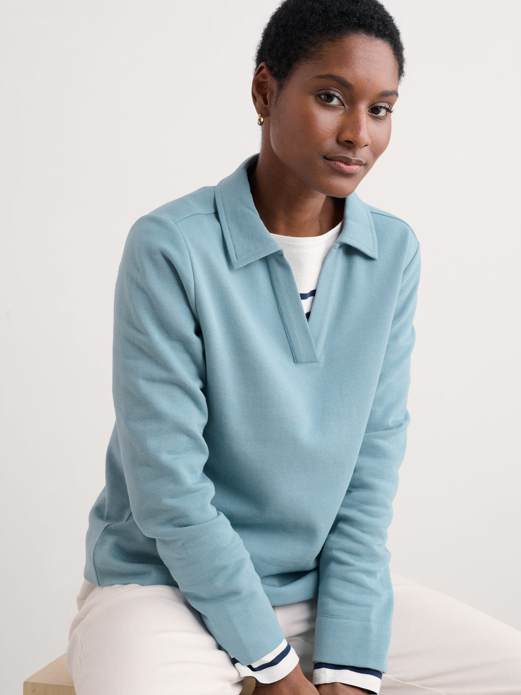 Seasalt Clear Wing V-Neck Collared Jumper