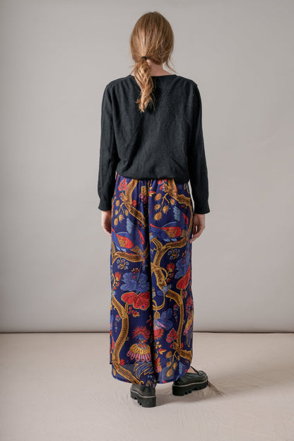 Peacock Royal Blue Crepe Palazzo Pants