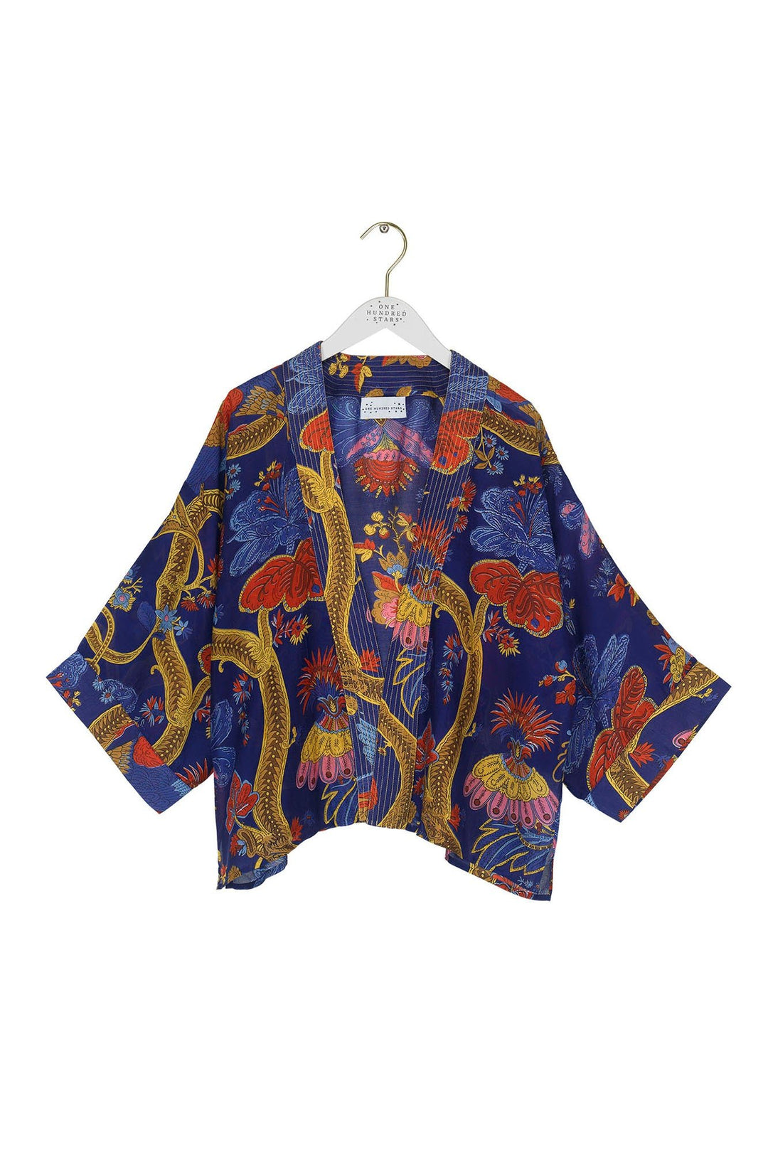 Climbing Peacock Royal Blue Kimono