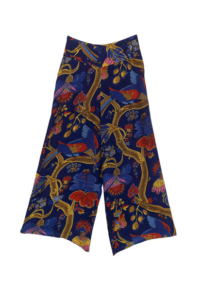 Peacock Royal Blue Crepe Palazzo Pants